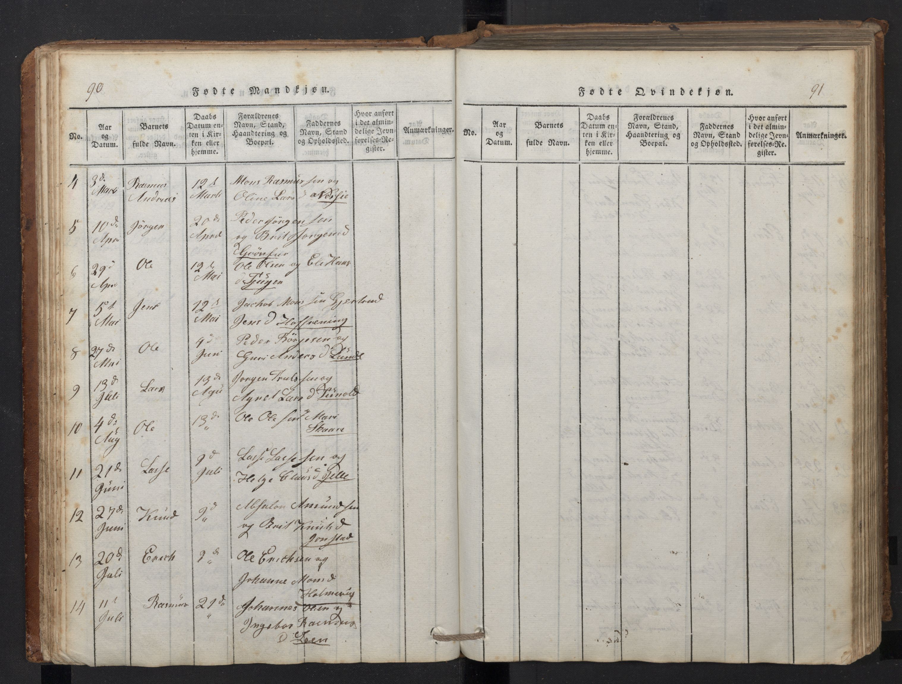 Stryn Sokneprestembete, AV/SAB-A-82501: Parish register (copy) no. A 1, 1816-1844, p. 90-91