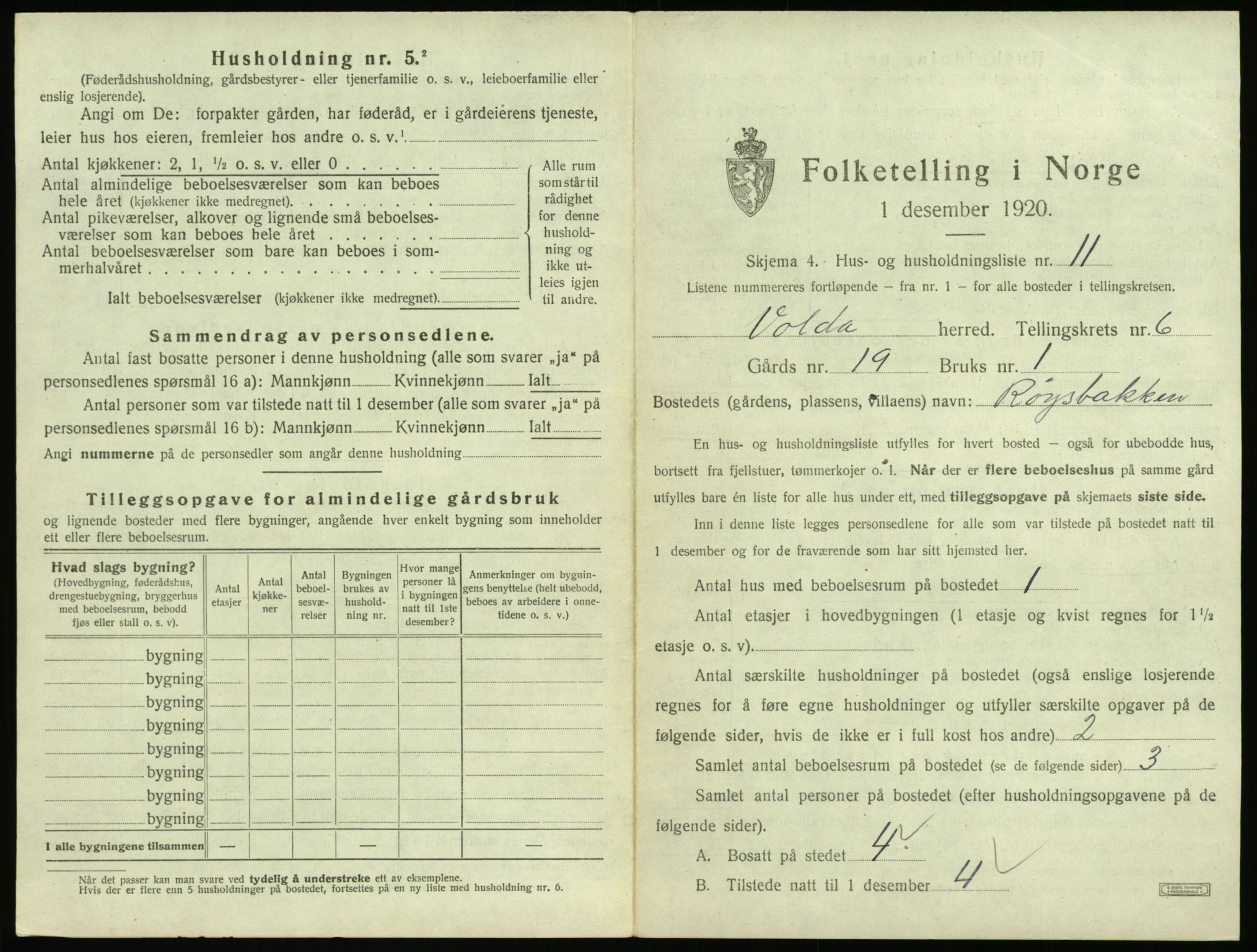 SAT, 1920 census for Volda, 1920, p. 544