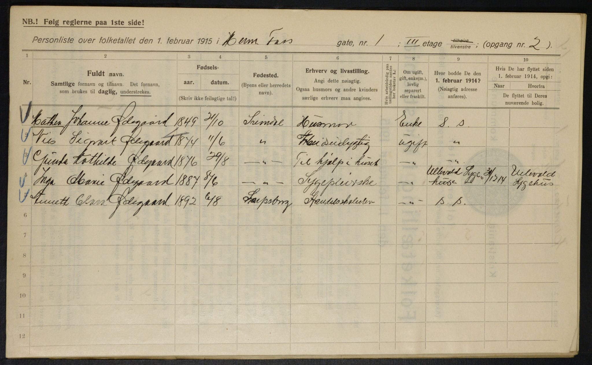 OBA, Municipal Census 1915 for Kristiania, 1915, p. 38133