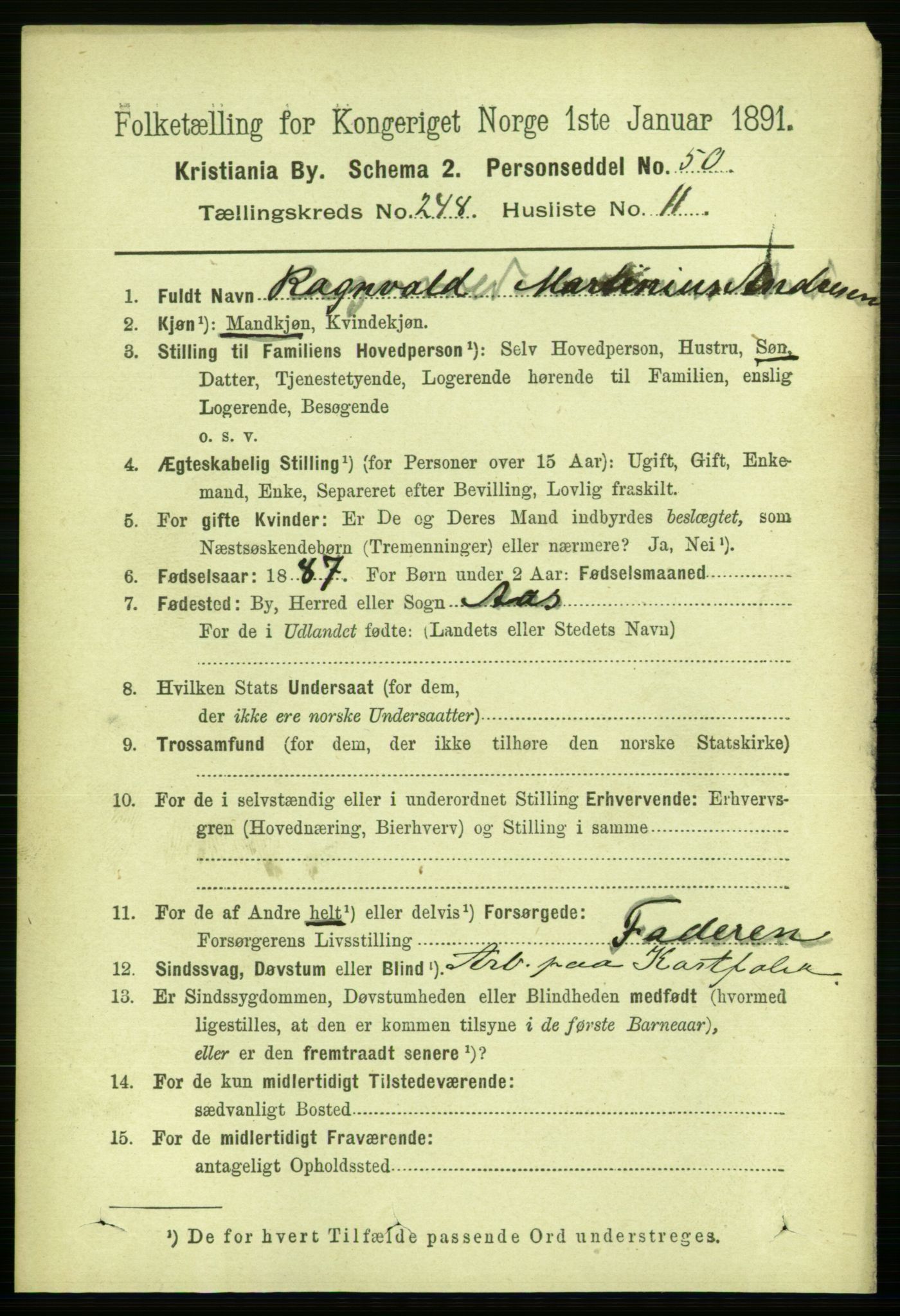 RA, 1891 census for 0301 Kristiania, 1891, p. 151621