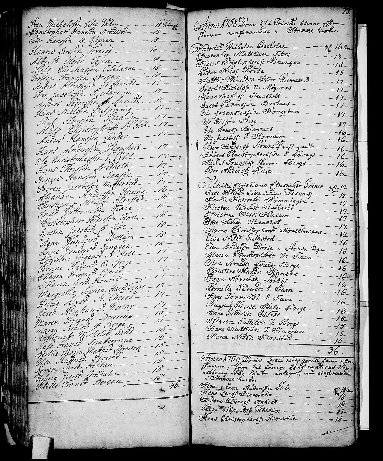 Stokke kirkebøker, AV/SAKO-A-320/F/Fa/L0002: Parish register (official) no. I 2, 1732-1770, p. 73