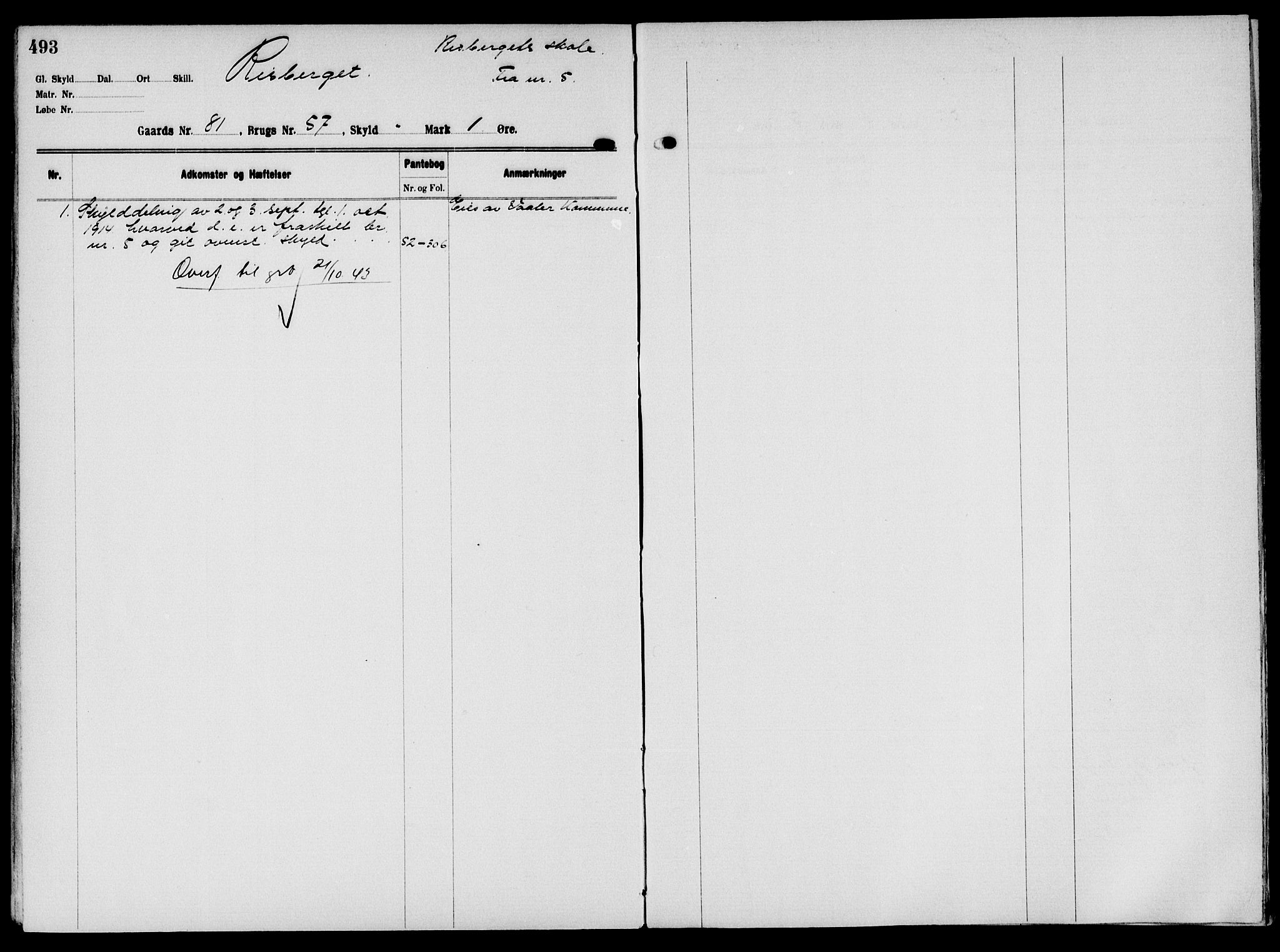 Solør tingrett, AV/SAH-TING-008/H/Ha/Hak/L0006: Mortgage register no. VI, 1900-1935, p. 493