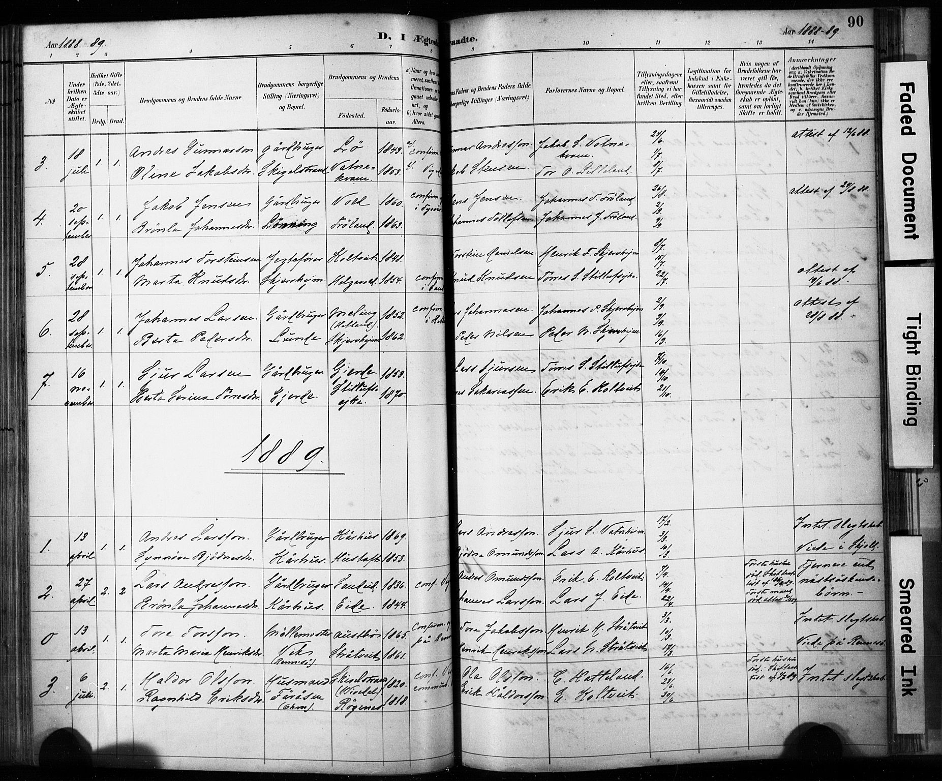 Skjold sokneprestkontor, AV/SAST-A-101847/H/Ha/Haa/L0009: Parish register (official) no. A 9, 1882-1898, p. 90