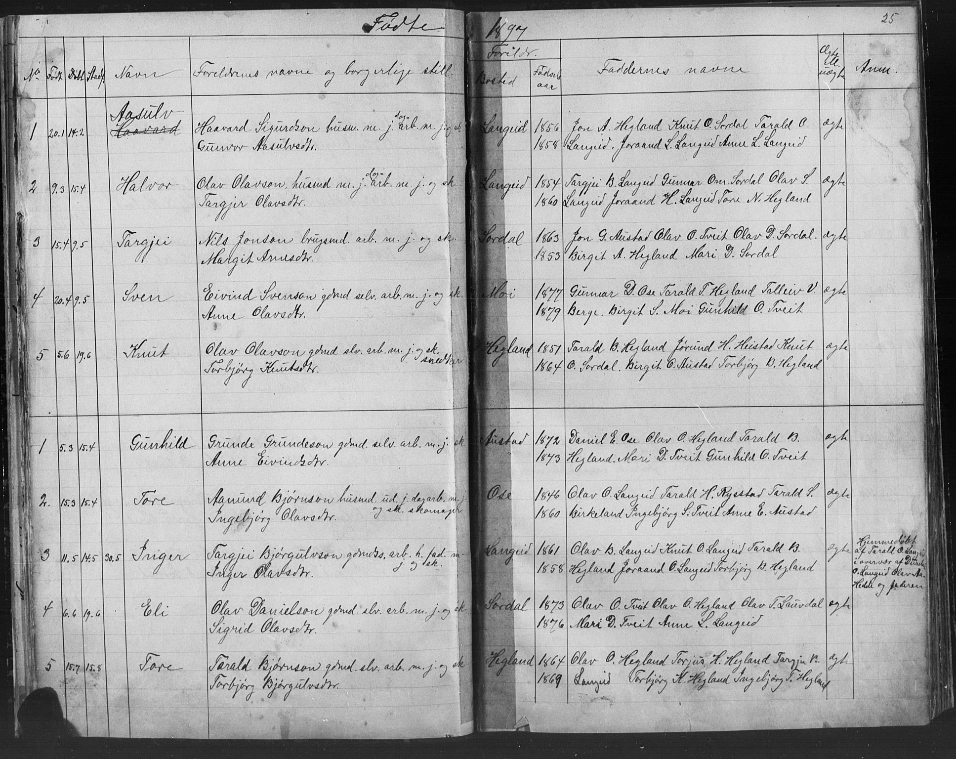 Bygland sokneprestkontor, AV/SAK-1111-0006/F/Fb/Fba/L0002: Parish register (copy) no. B 2, 1886-1919, p. 25