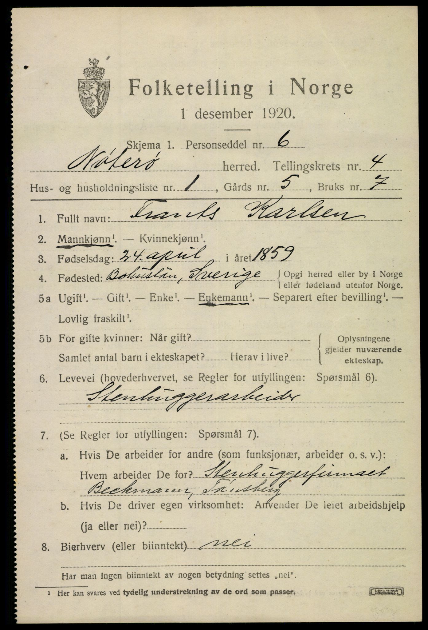 SAKO, 1920 census for Nøtterøy, 1920, p. 6669