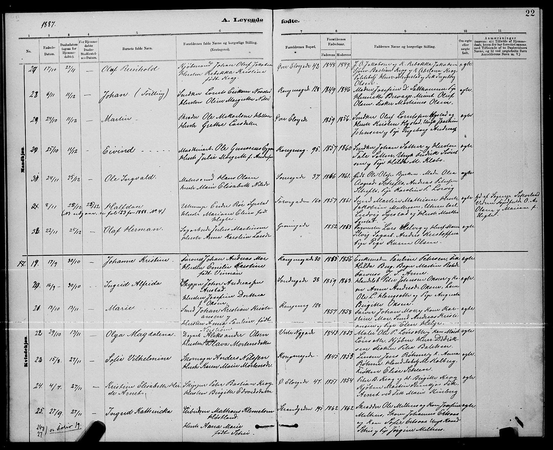 Ministerialprotokoller, klokkerbøker og fødselsregistre - Nord-Trøndelag, SAT/A-1458/739/L0374: Parish register (copy) no. 739C02, 1883-1898, p. 22