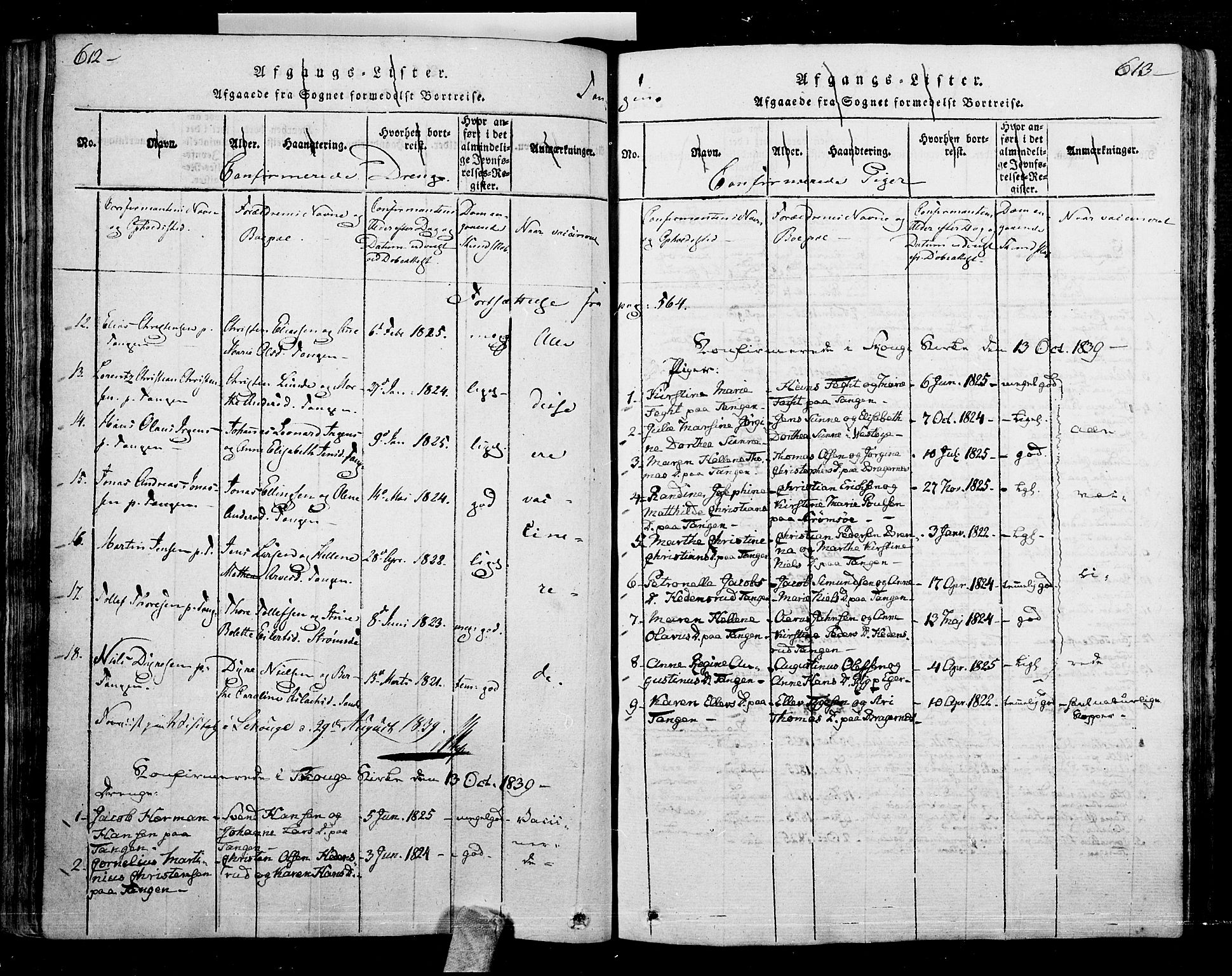 Skoger kirkebøker, SAKO/A-59/F/Fa/L0002: Parish register (official) no. I 2 /2, 1814-1842, p. 612-613