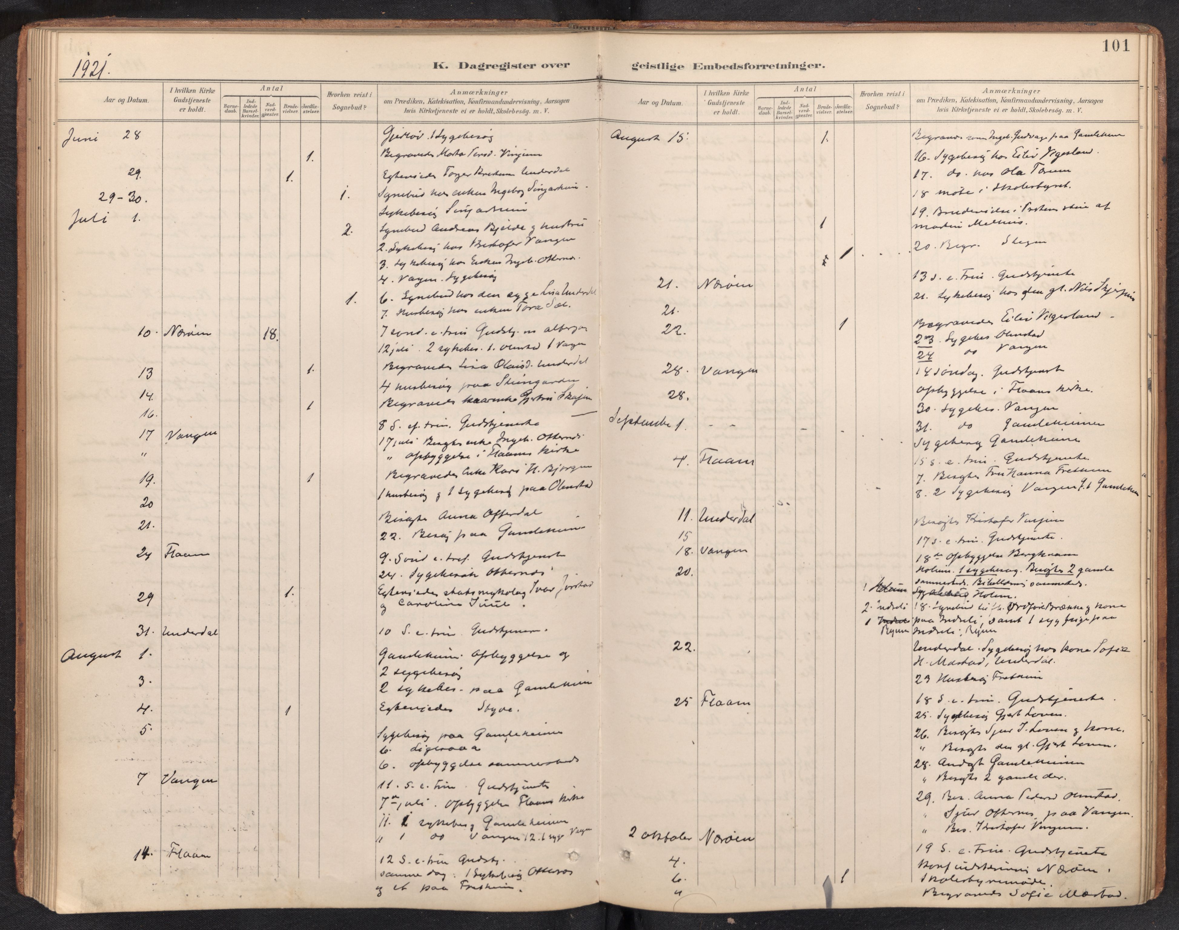 Aurland sokneprestembete, SAB/A-99937/H/Ha/Haf: Diary records no. F 2, 1891-1932, p. 100b-101a