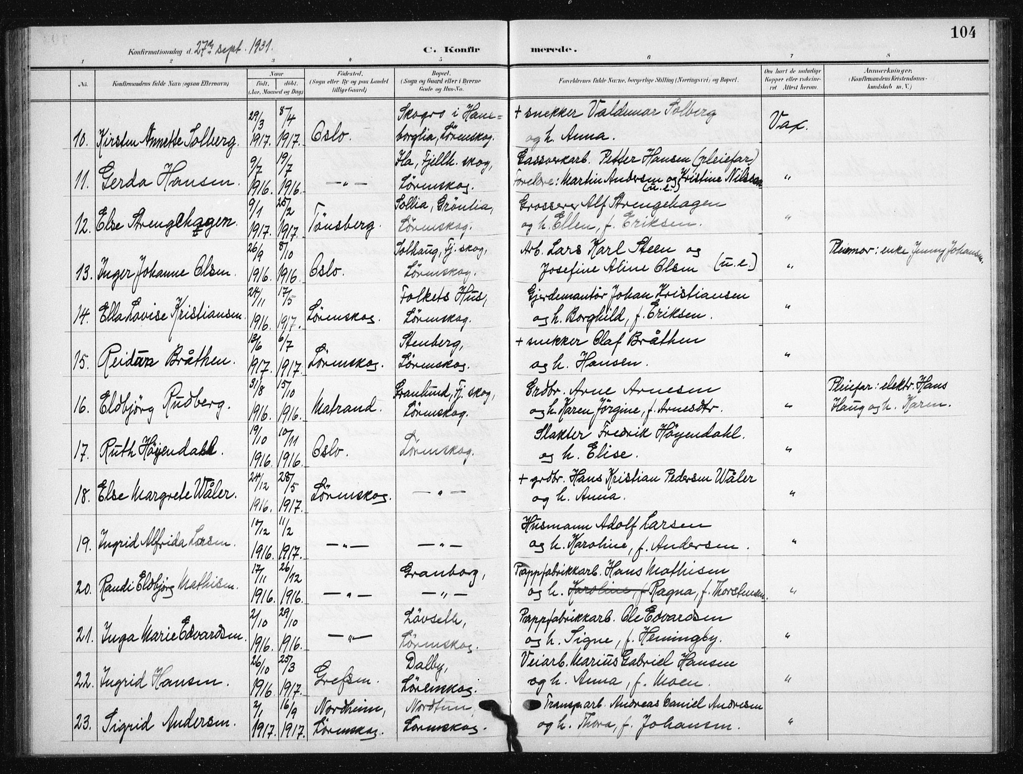 Skedsmo prestekontor Kirkebøker, AV/SAO-A-10033a/G/Gb/L0002: Parish register (copy) no. II 2, 1903-1931, p. 104