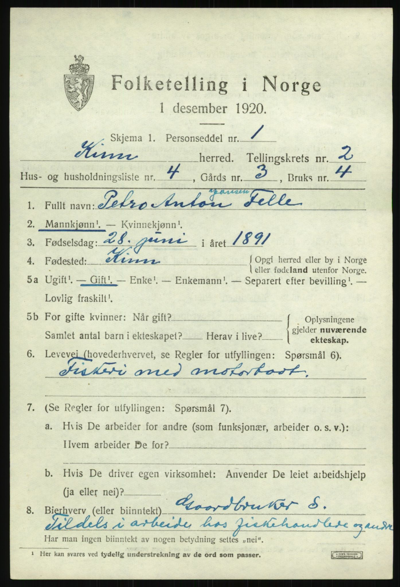 SAB, 1920 census for Kinn, 1920, p. 1967