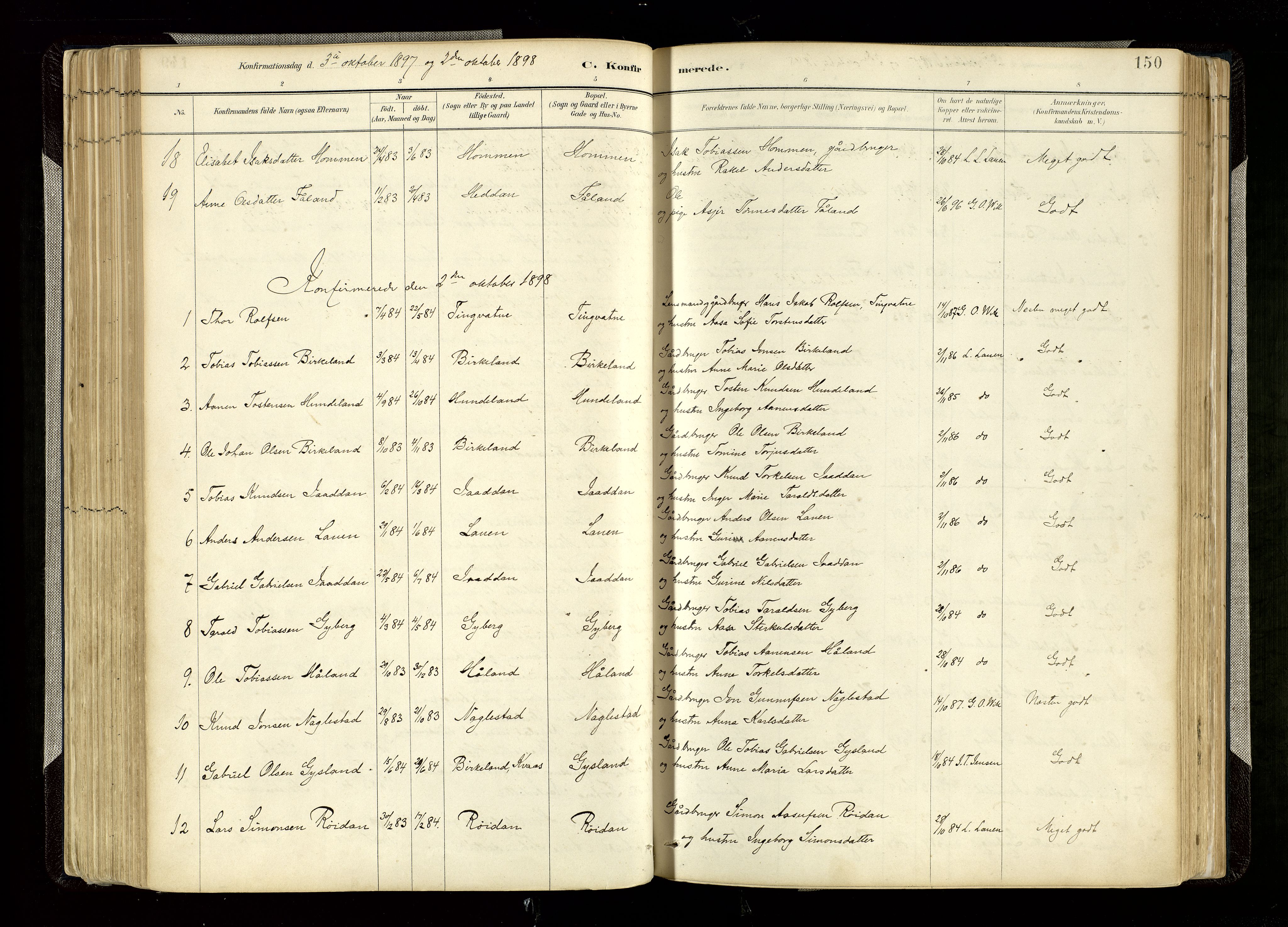 Hægebostad sokneprestkontor, AV/SAK-1111-0024/F/Fa/Faa/L0006: Parish register (official) no. A 6, 1887-1929, p. 150