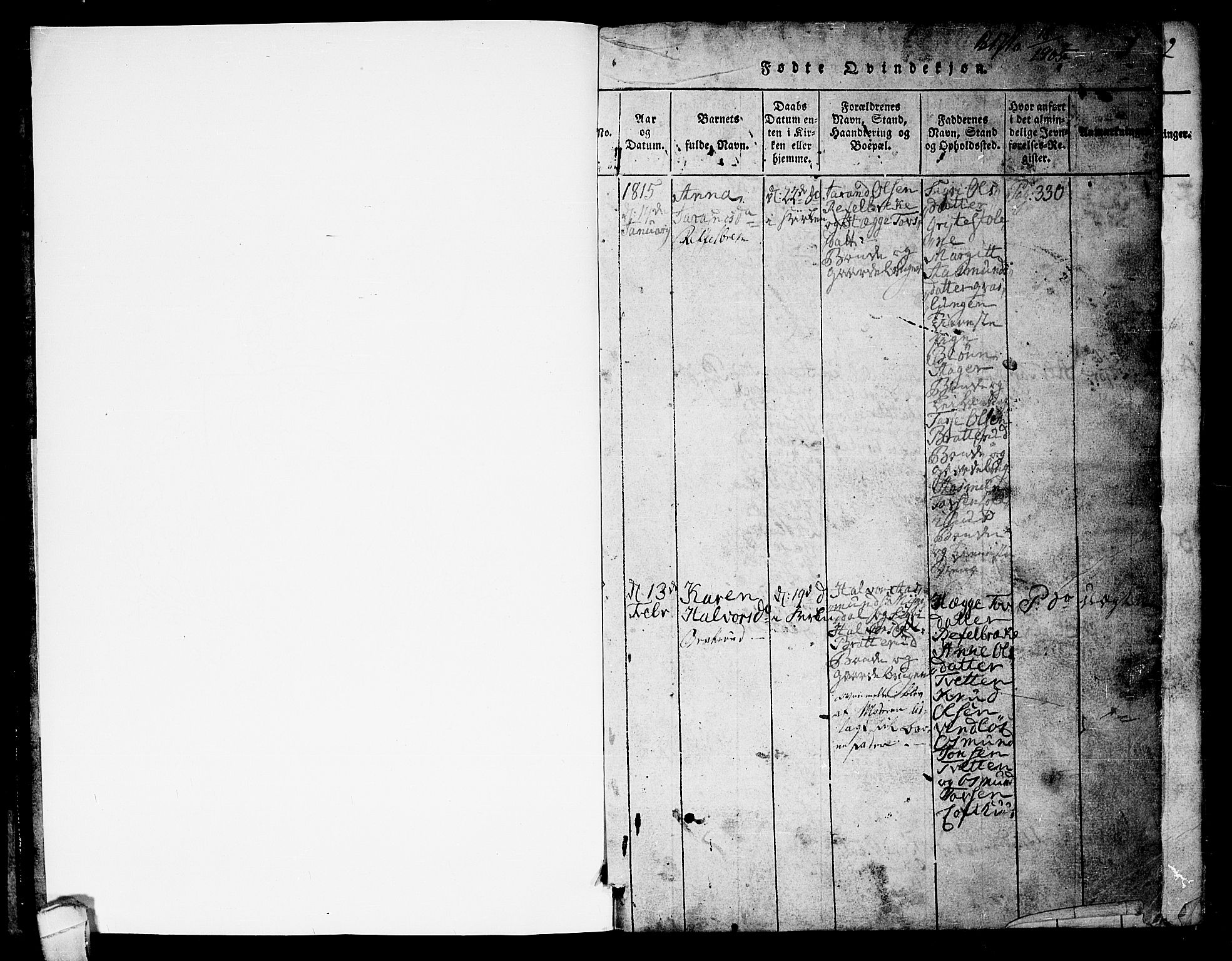 Lårdal kirkebøker, SAKO/A-284/G/Gb/L0001: Parish register (copy) no. II 1, 1815-1865, p. 1
