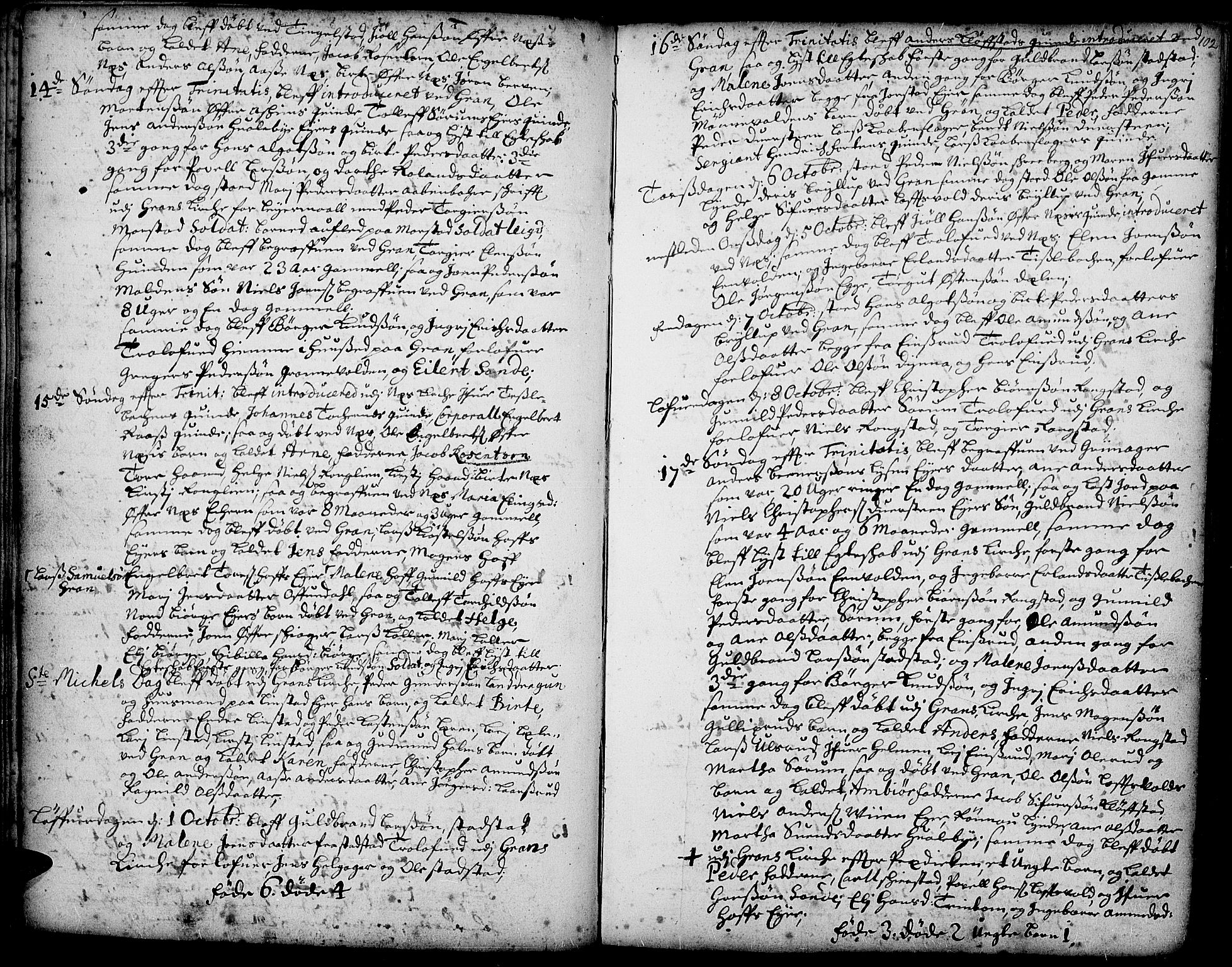 Gran prestekontor, AV/SAH-PREST-112/H/Ha/Haa/L0001: Parish register (official) no. 1, 1707-1731, p. 102