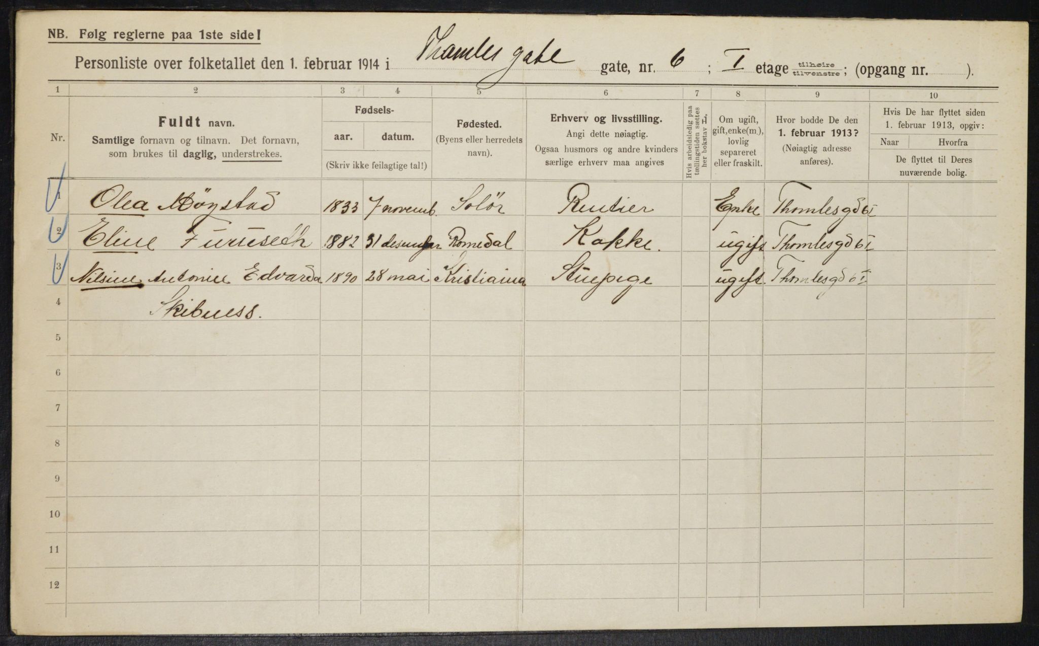 OBA, Municipal Census 1914 for Kristiania, 1914, p. 110169