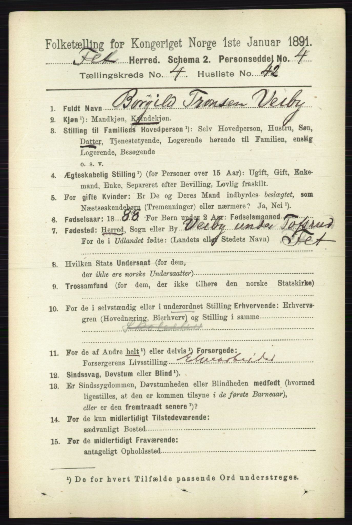 RA, 1891 census for 0227 Fet, 1891, p. 1514