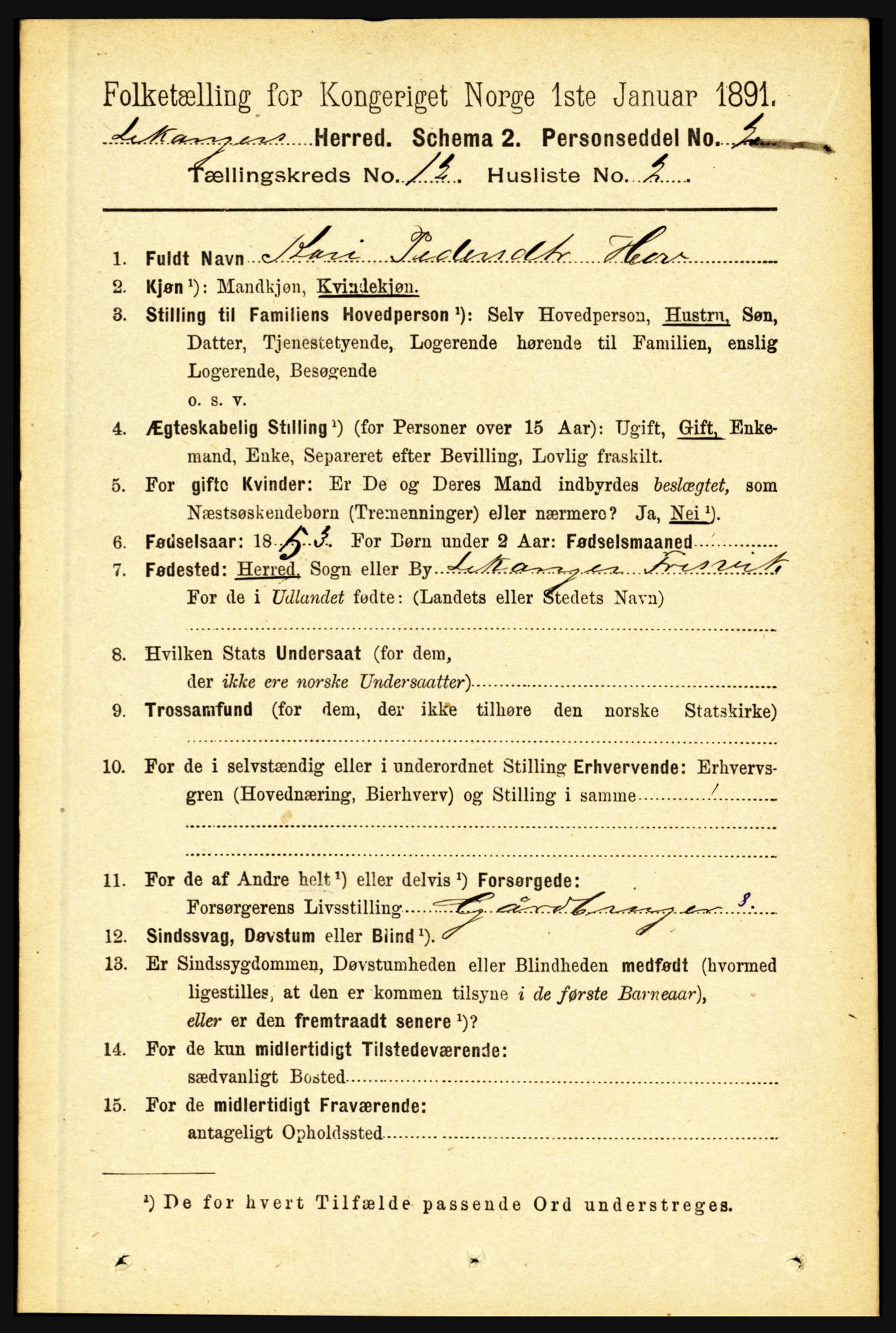 RA, 1891 census for 1419 Leikanger, 1891, p. 2345