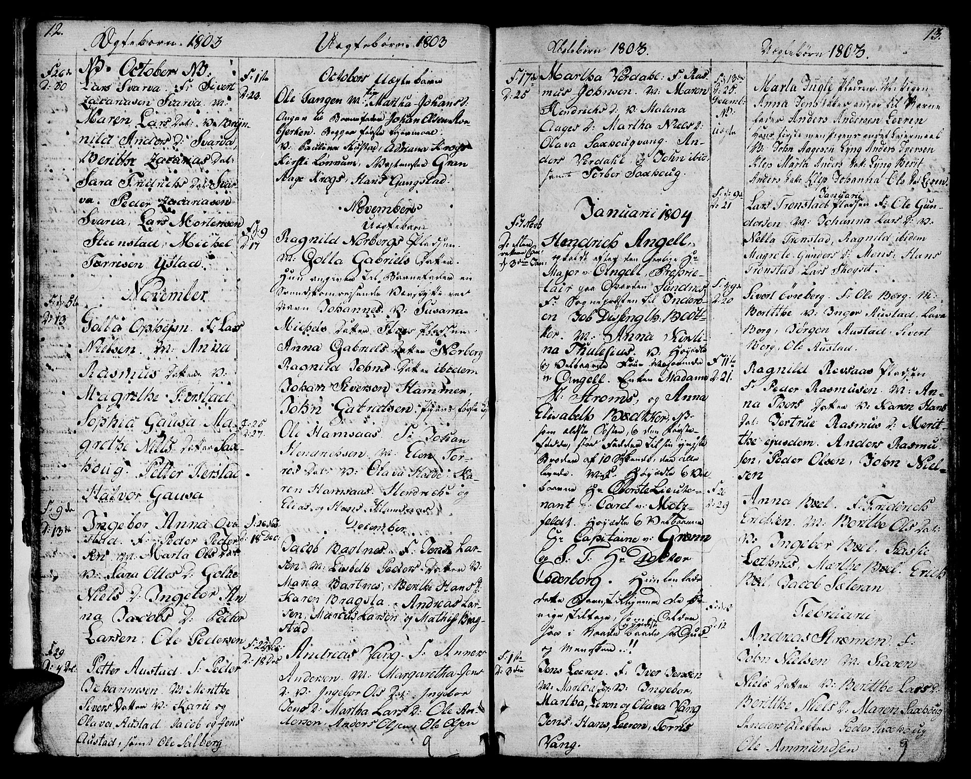 Ministerialprotokoller, klokkerbøker og fødselsregistre - Nord-Trøndelag, SAT/A-1458/730/L0274: Parish register (official) no. 730A03, 1802-1816, p. 12-13