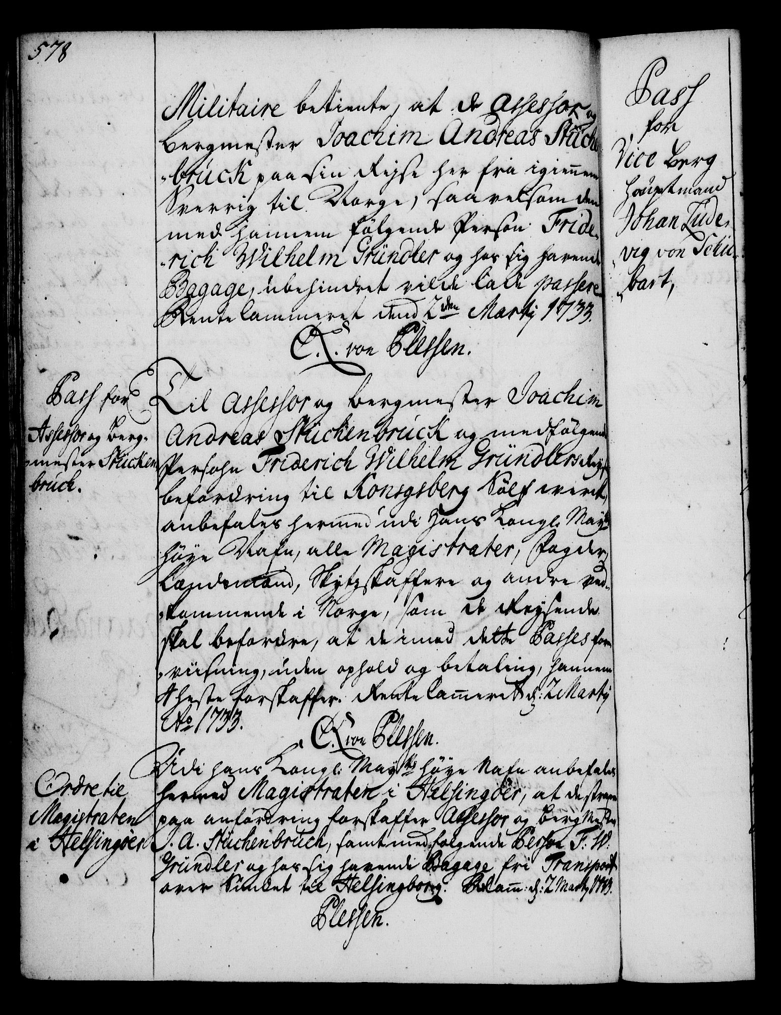 Rentekammeret, Kammerkanselliet, RA/EA-3111/G/Gg/Gga/L0003: Norsk ekspedisjonsprotokoll med register (merket RK 53.3), 1727-1734, p. 578