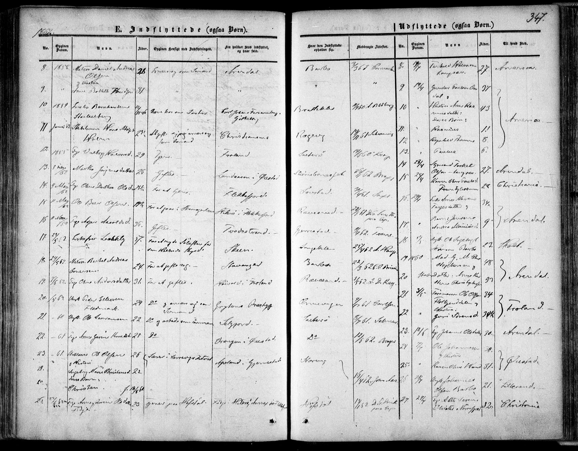 Tromøy sokneprestkontor, AV/SAK-1111-0041/F/Fa/L0006: Parish register (official) no. A 6, 1855-1863, p. 347
