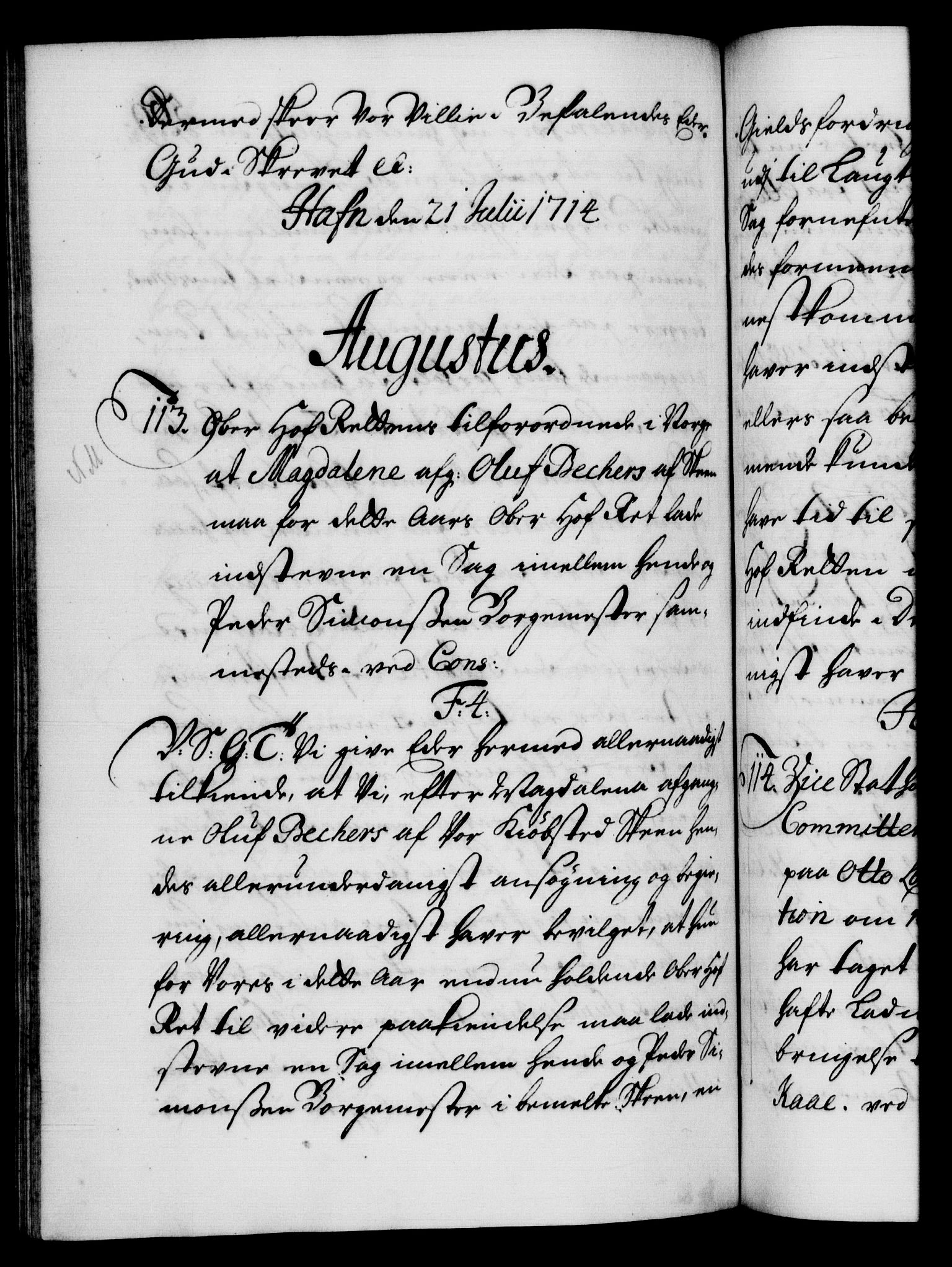 Danske Kanselli 1572-1799, AV/RA-EA-3023/F/Fc/Fca/Fcab/L0019: Norske tegnelser, 1710-1714, p. 569b