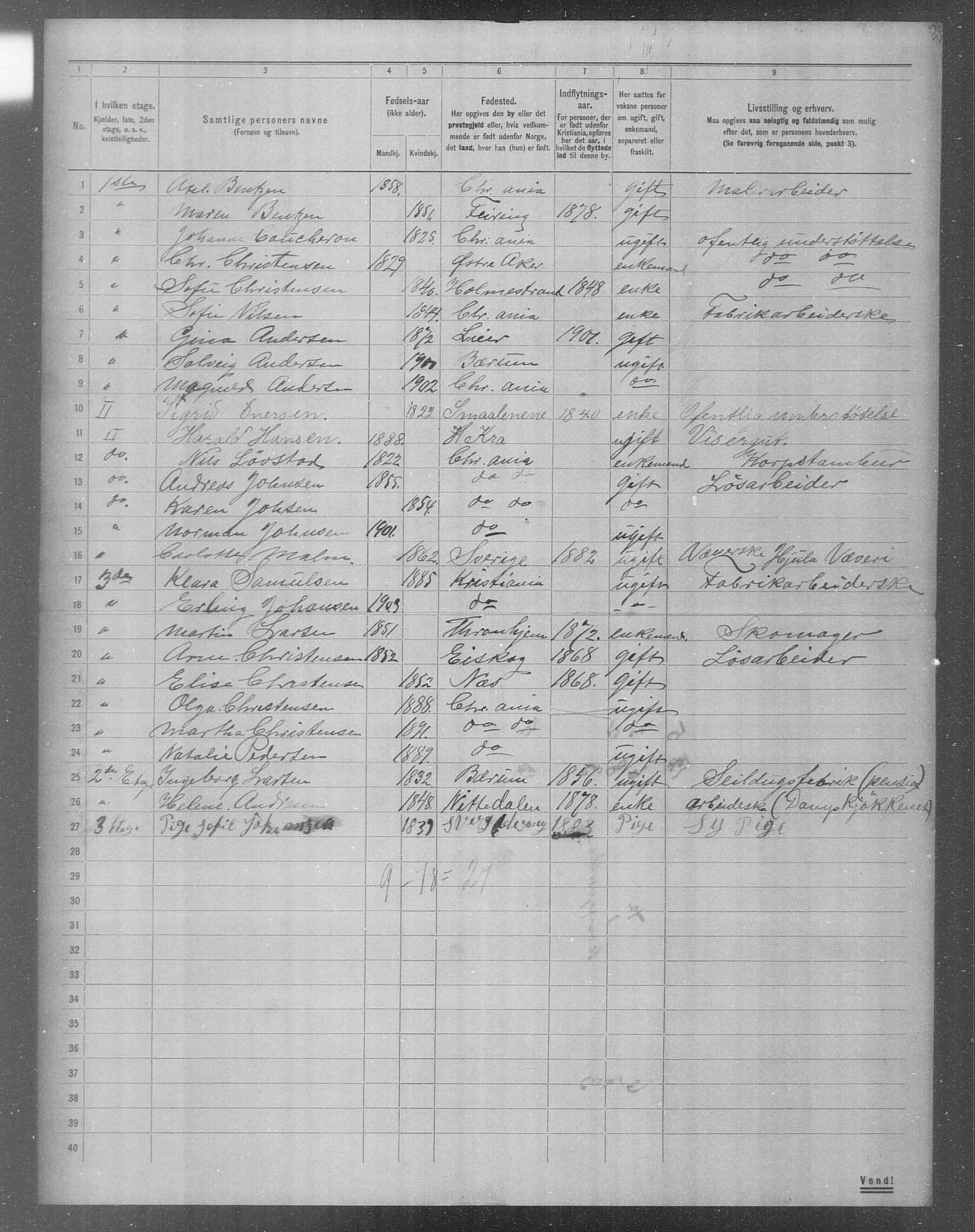 OBA, Municipal Census 1904 for Kristiania, 1904, p. 11010