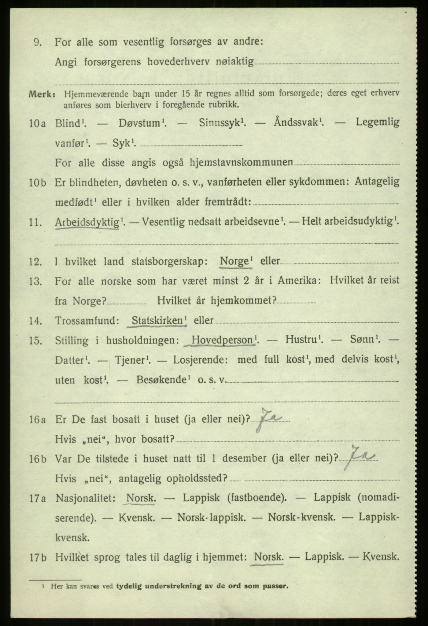 SATØ, 1920 census for Balsfjord, 1920, p. 3109