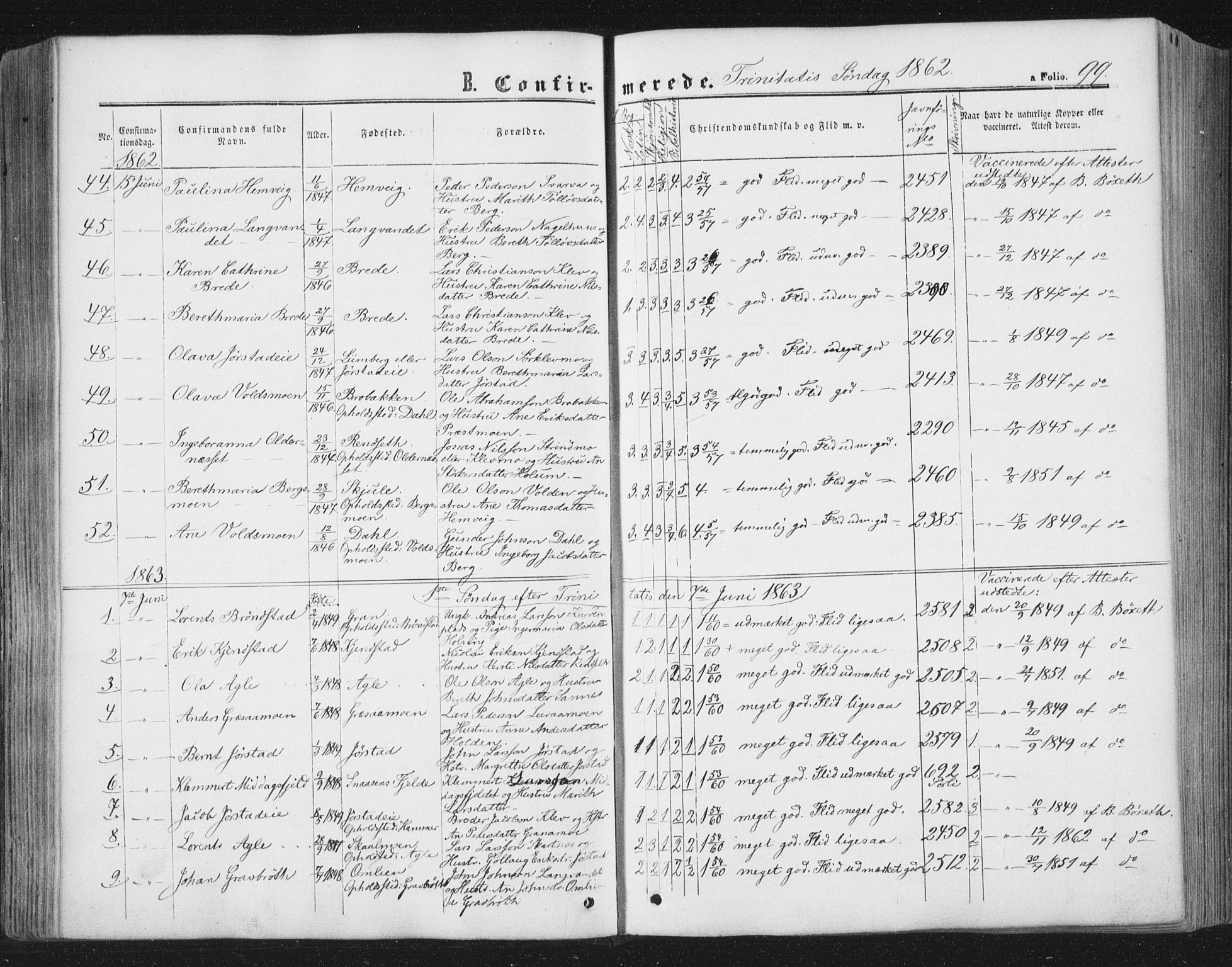 Ministerialprotokoller, klokkerbøker og fødselsregistre - Nord-Trøndelag, AV/SAT-A-1458/749/L0472: Parish register (official) no. 749A06, 1857-1873, p. 99