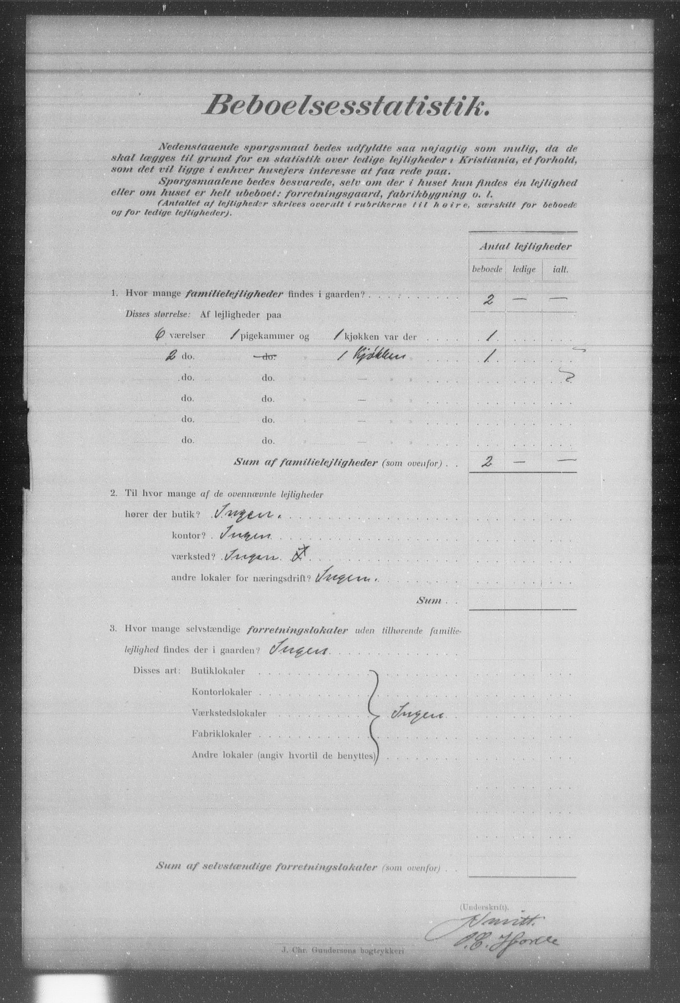 OBA, Municipal Census 1903 for Kristiania, 1903, p. 2052