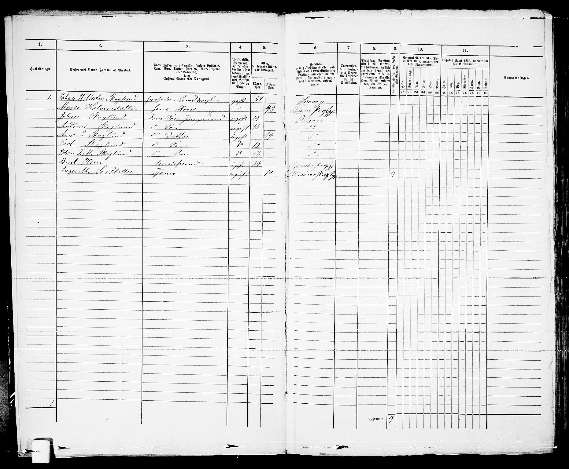 RA, 1865 census for Risør/Risør, 1865, p. 14