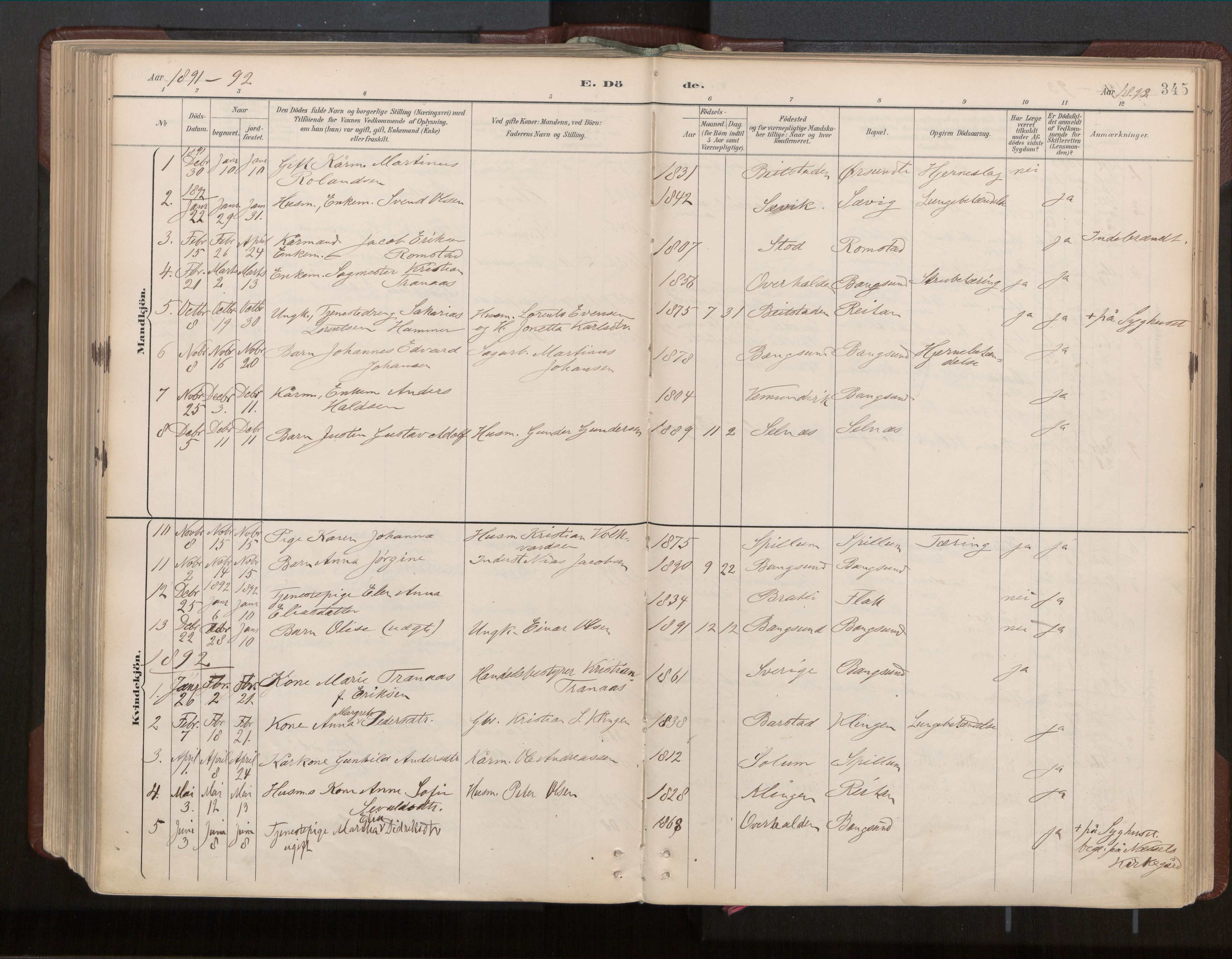 Ministerialprotokoller, klokkerbøker og fødselsregistre - Nord-Trøndelag, SAT/A-1458/770/L0589: Parish register (official) no. 770A03, 1887-1929, p. 345
