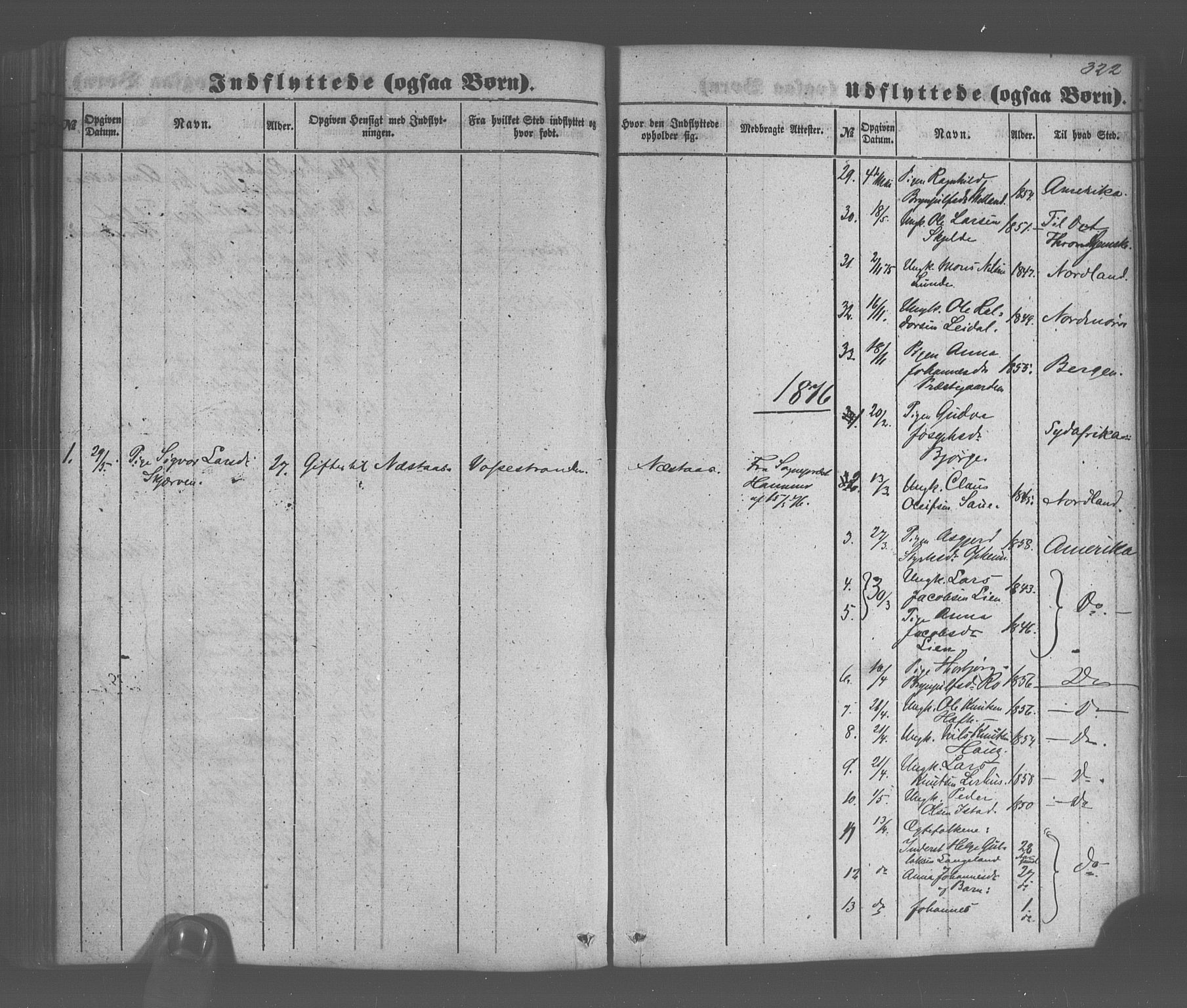 Voss sokneprestembete, SAB/A-79001/H/Haa: Parish register (official) no. A 20, 1855-1886, p. 322