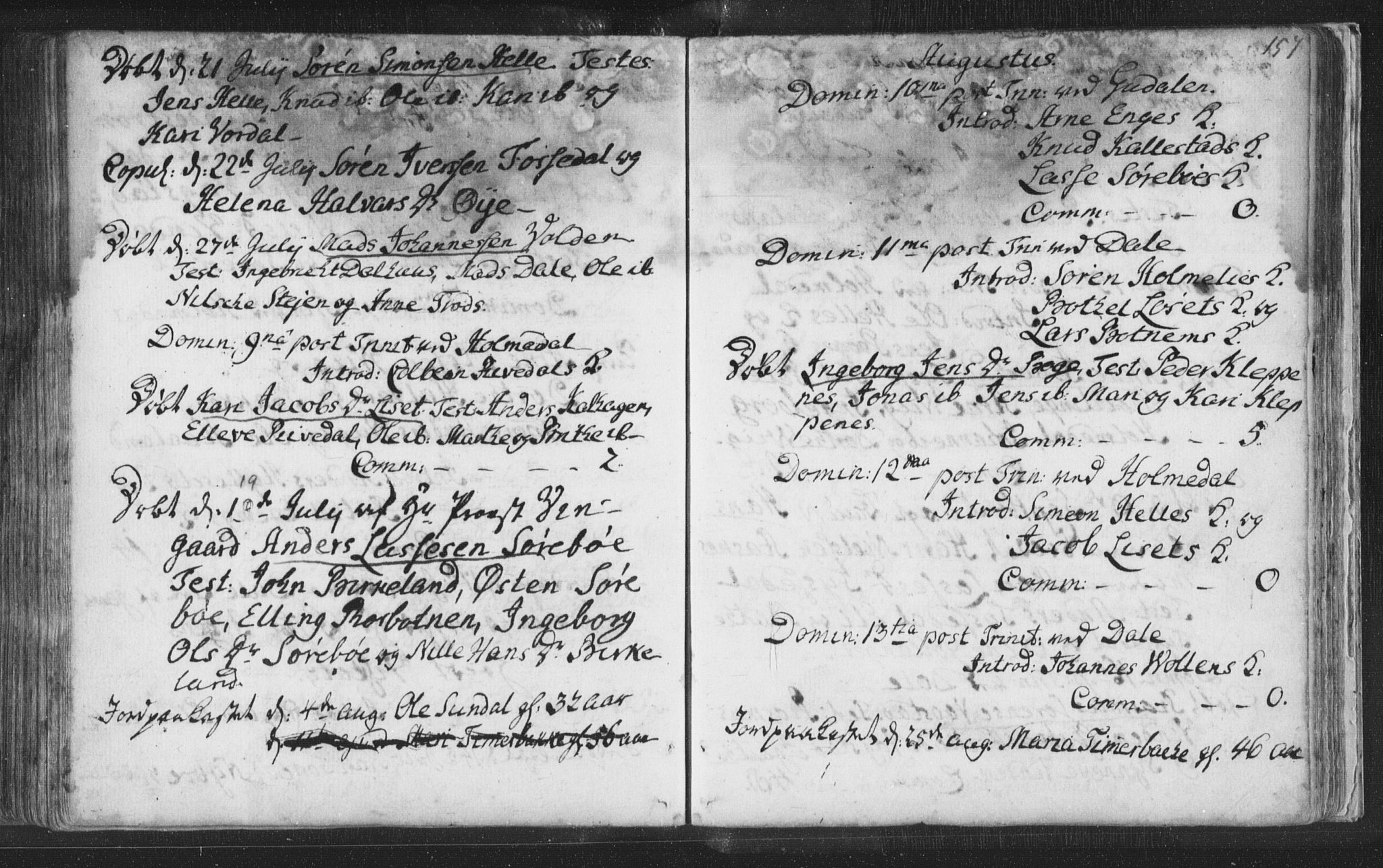 Fjaler sokneprestembete, AV/SAB-A-79801/H/Haa/Haaa/L0002: Parish register (official) no. A 2, 1779-1798, p. 157