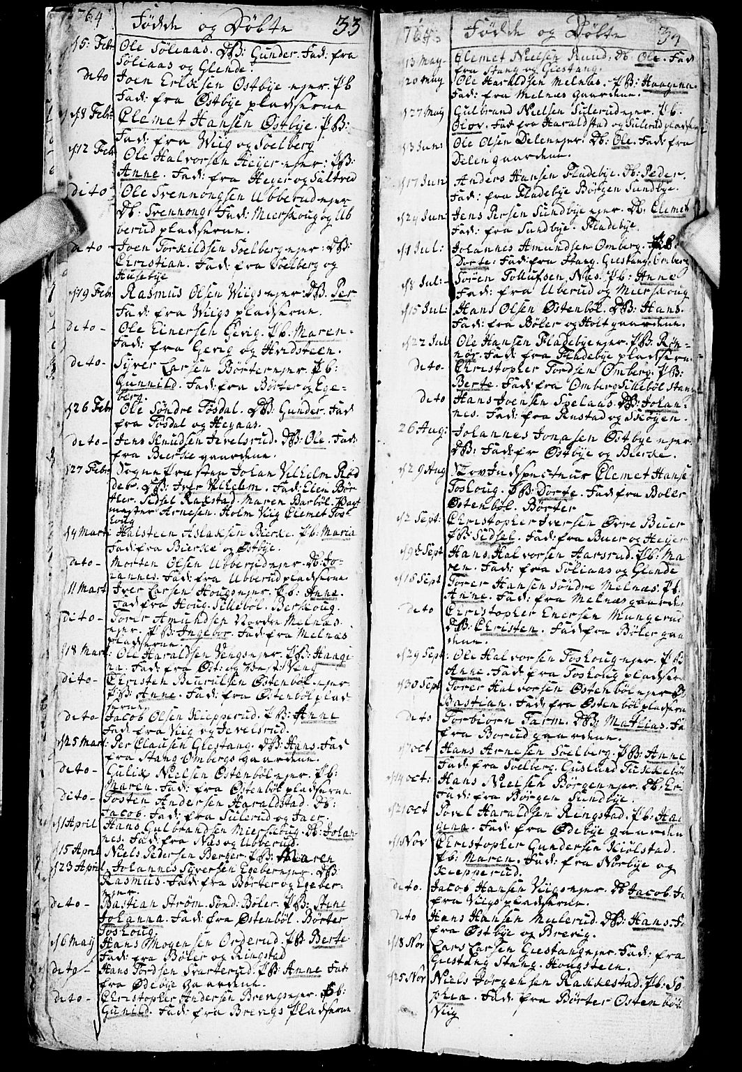 Enebakk prestekontor Kirkebøker, SAO/A-10171c/F/Fa/L0002: Parish register (official) no. I 2, 1755-1806, p. 33-34