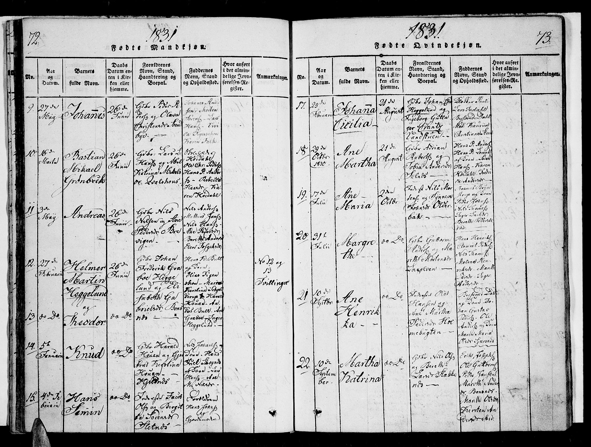 Karlsøy sokneprestembete, SATØ/S-1299/H/Ha/Haa/L0002kirke: Parish register (official) no. 2, 1823-1842, p. 72-73