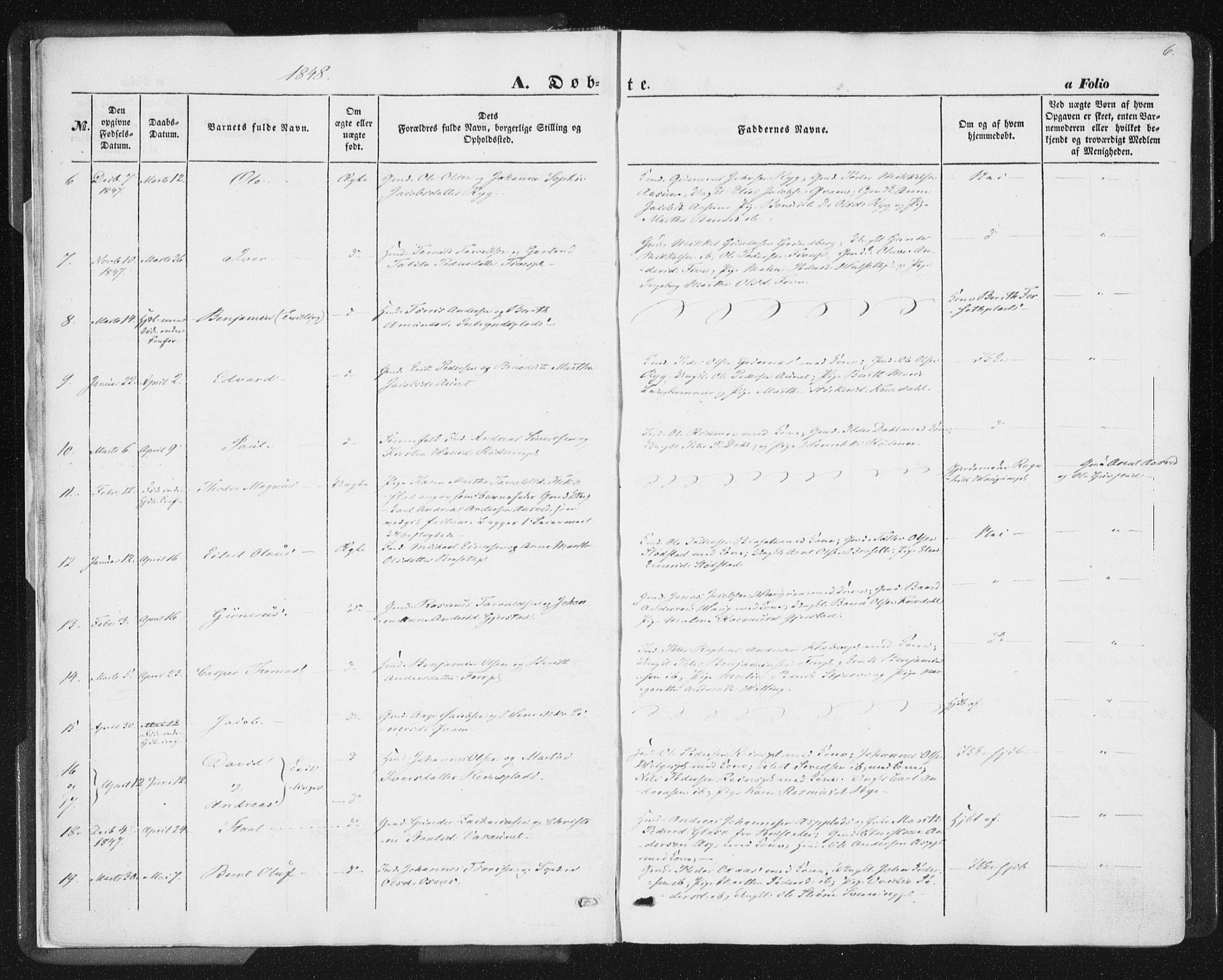 Ministerialprotokoller, klokkerbøker og fødselsregistre - Nord-Trøndelag, SAT/A-1458/746/L0446: Parish register (official) no. 746A05, 1846-1859, p. 6