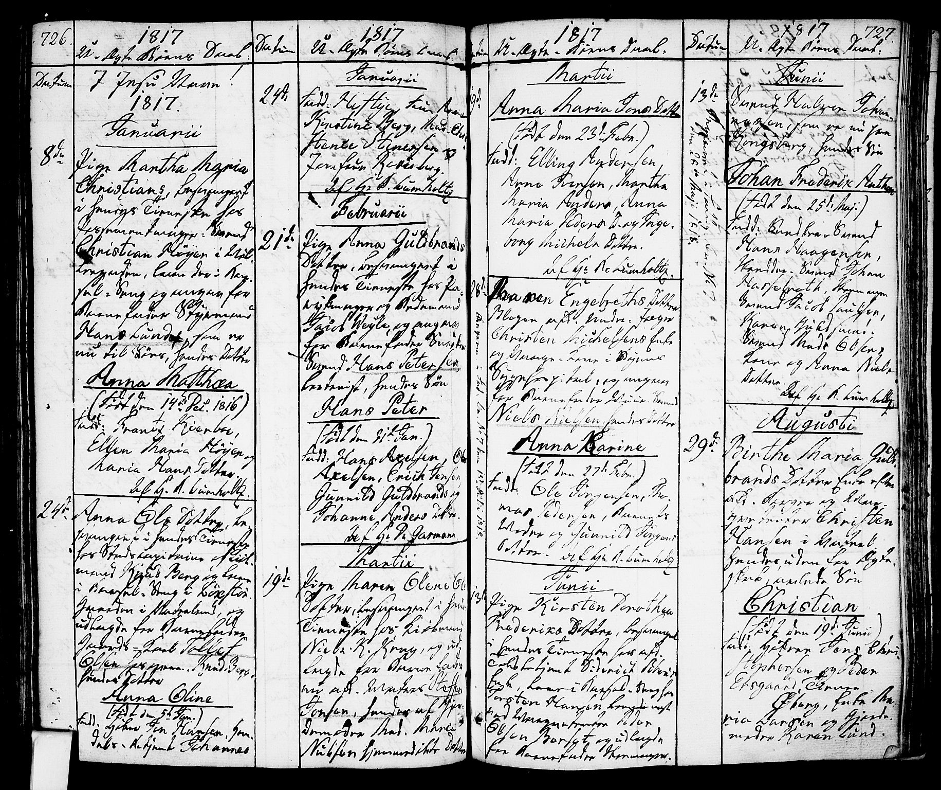 Oslo domkirke Kirkebøker, SAO/A-10752/F/Fa/L0006: Parish register (official) no. 6, 1807-1817, p. 726-727
