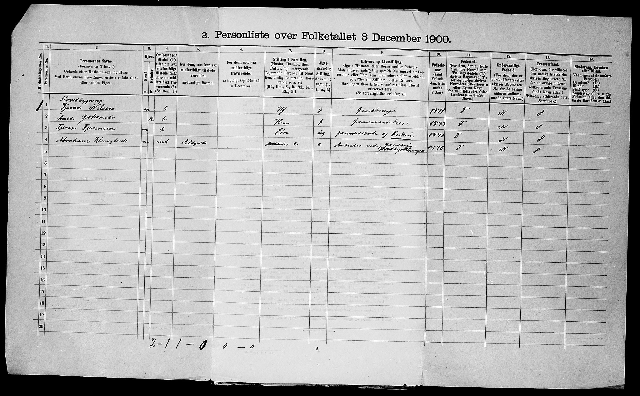 SAST, 1900 census for Nedstrand, 1900, p. 41