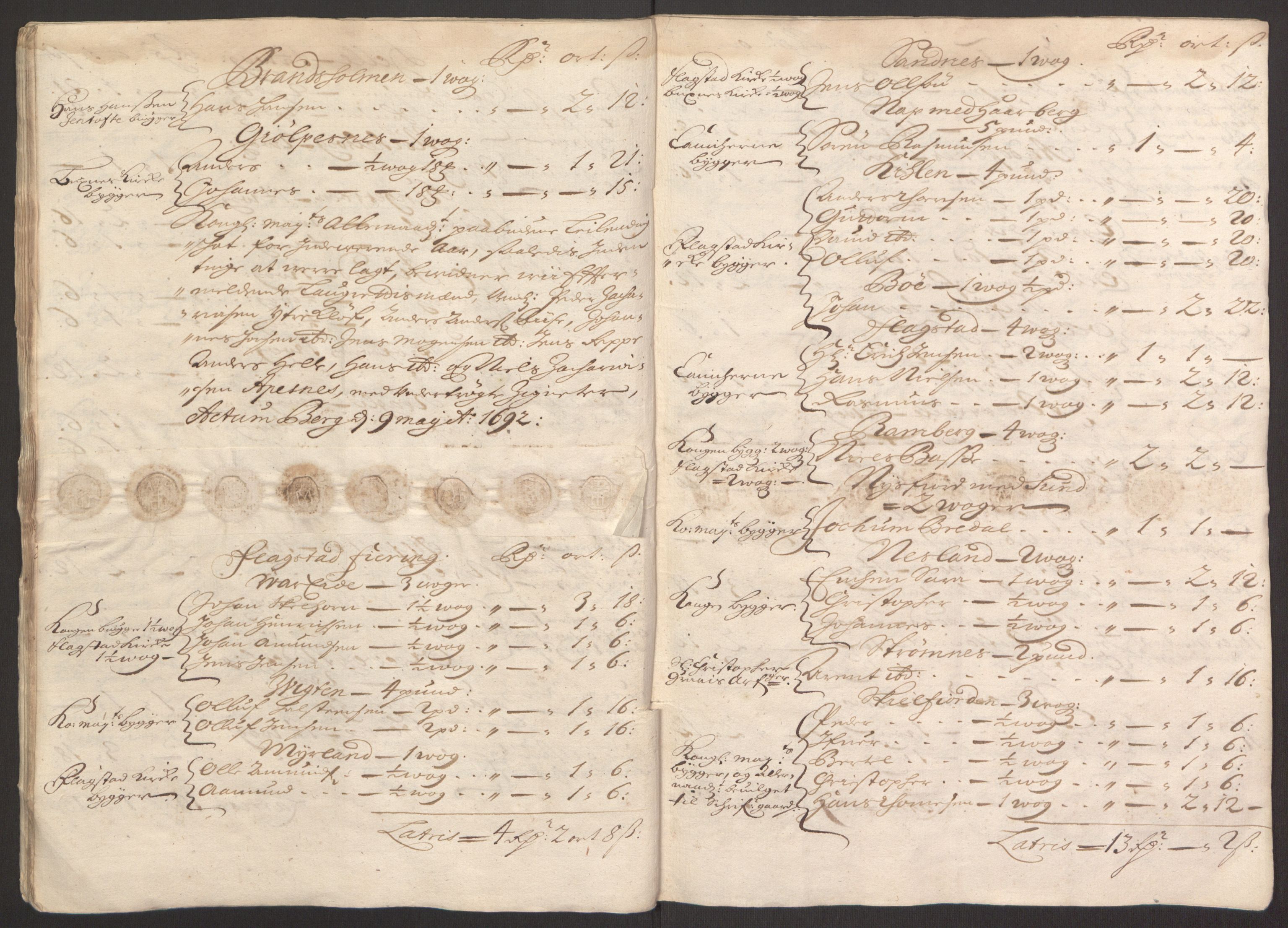 Rentekammeret inntil 1814, Reviderte regnskaper, Fogderegnskap, AV/RA-EA-4092/R67/L4675: Fogderegnskap Vesterålen, Andenes og Lofoten, 1691-1693, p. 127