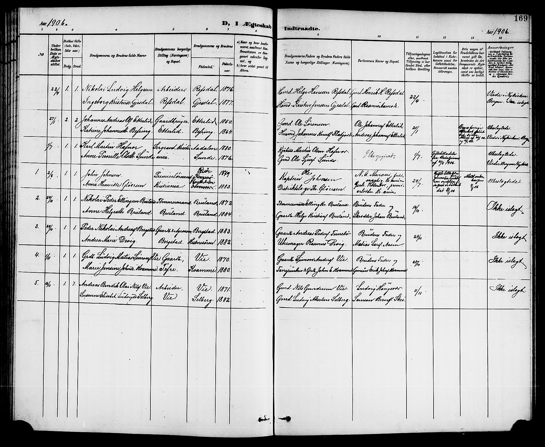 Førde sokneprestembete, AV/SAB-A-79901/H/Hab/Haba/L0003: Parish register (copy) no. A 3, 1899-1924, p. 169