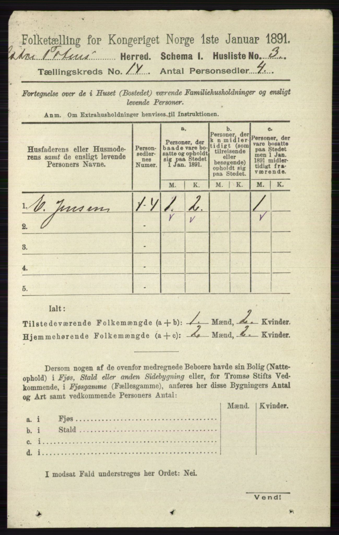 RA, 1891 census for 0528 Østre Toten, 1891, p. 9040