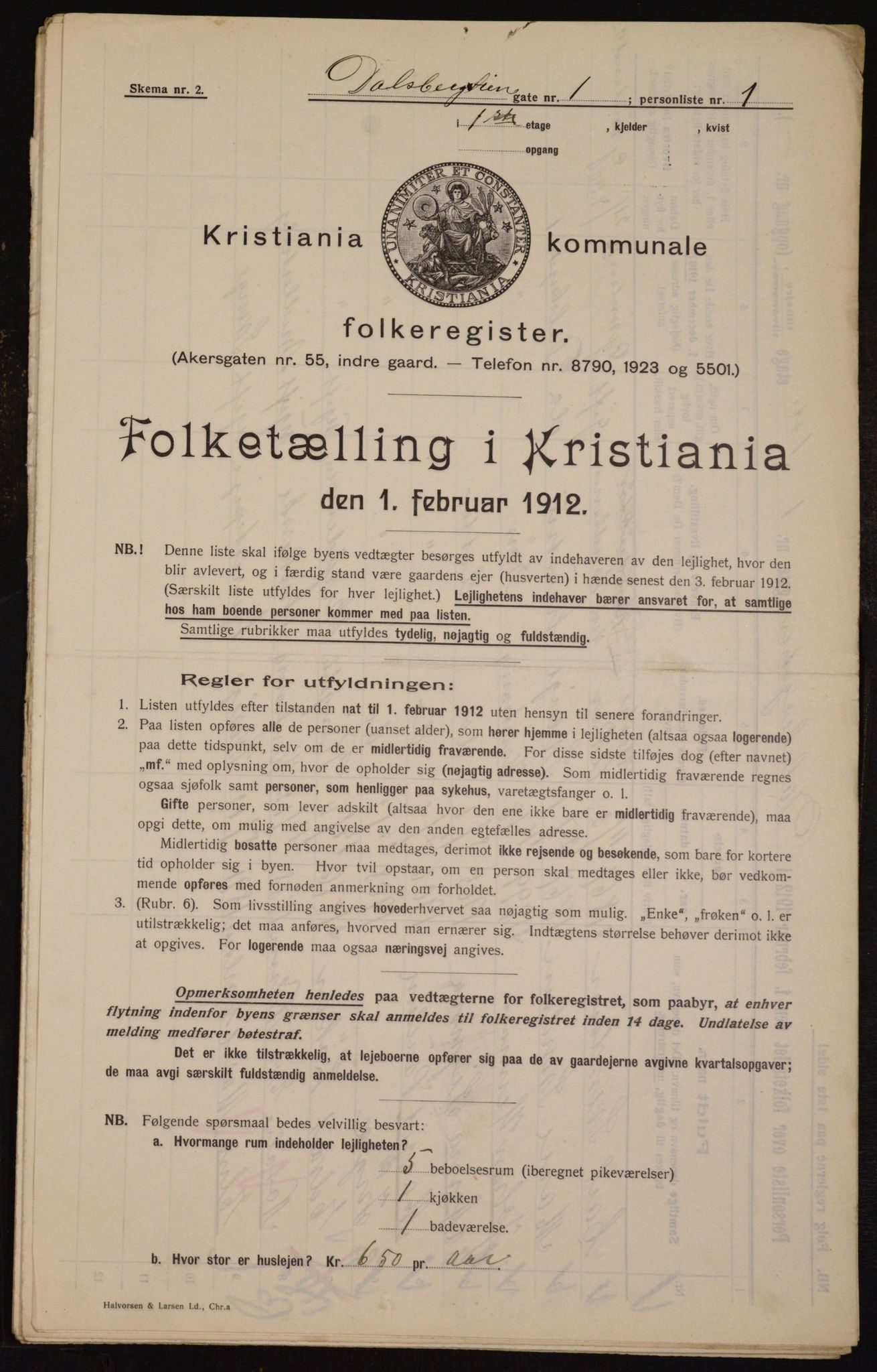 OBA, Municipal Census 1912 for Kristiania, 1912, p. 13908