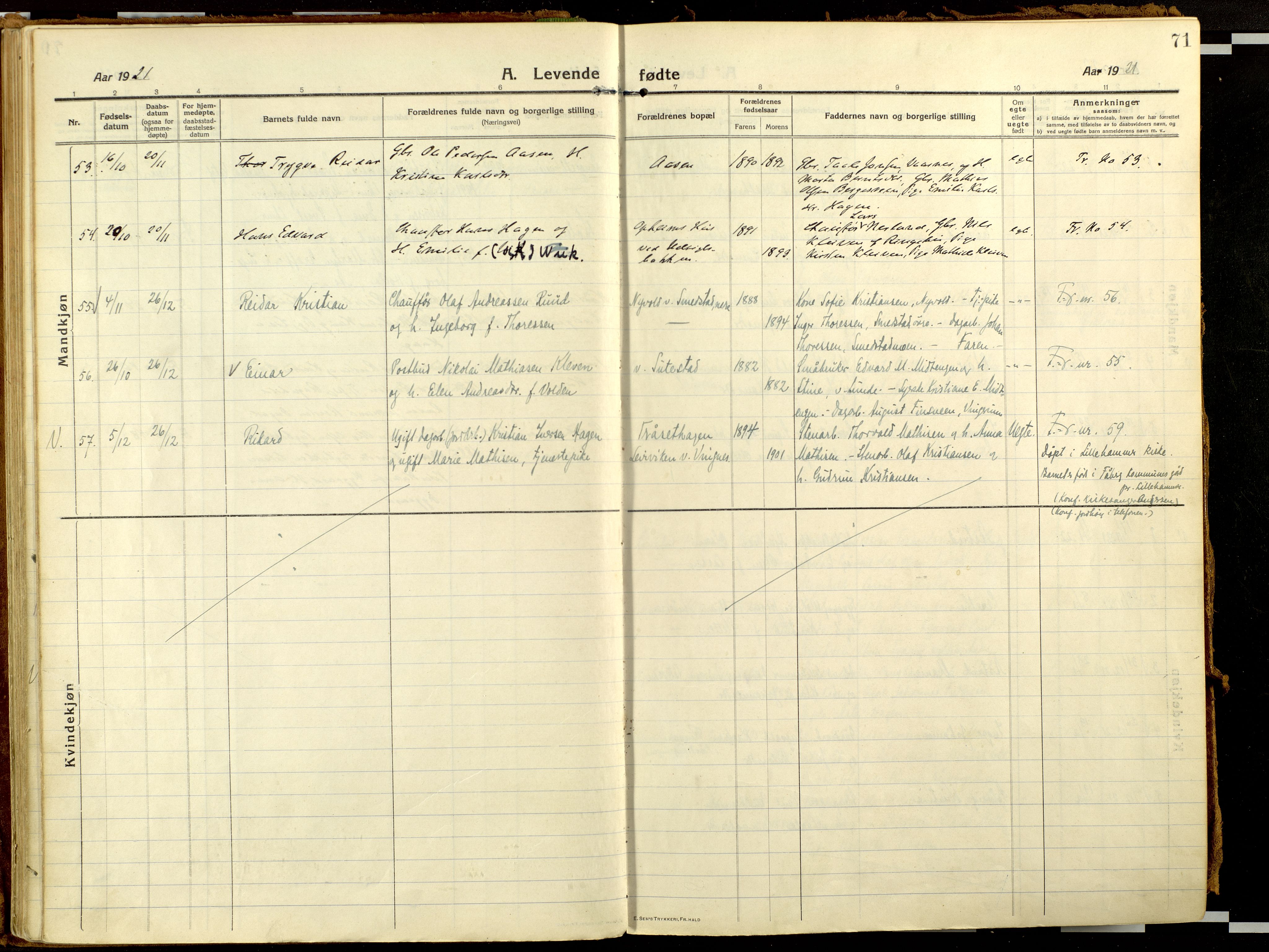 Fåberg prestekontor, AV/SAH-PREST-086/H/Ha/Haa/L0013: Parish register (official) no. 13, 1913-1928, p. 71