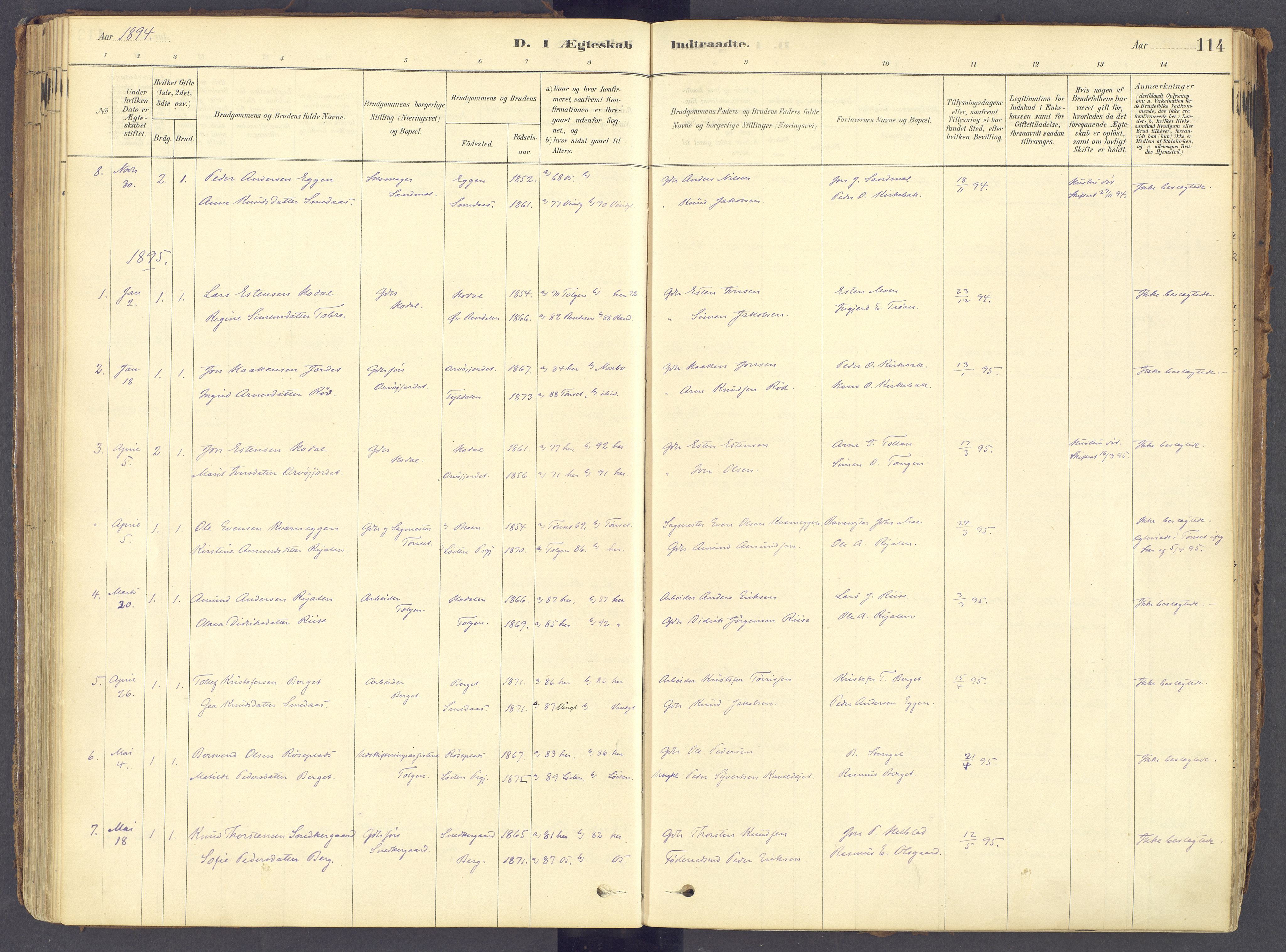 Tolga prestekontor, AV/SAH-PREST-062/K/L0011: Parish register (official) no. 11, 1877-1920, p. 114