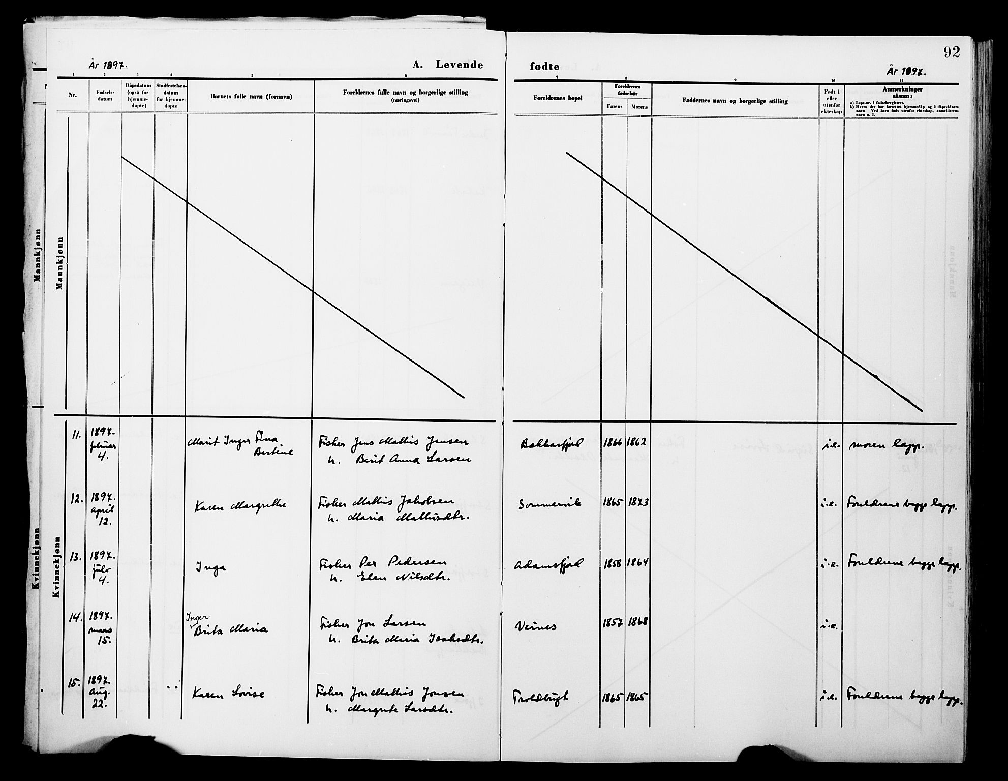 Lebesby sokneprestkontor, AV/SATØ-S-1353/H/Ha/L0004kirke: Parish register (official) no. 4, 1870-1902, p. 92