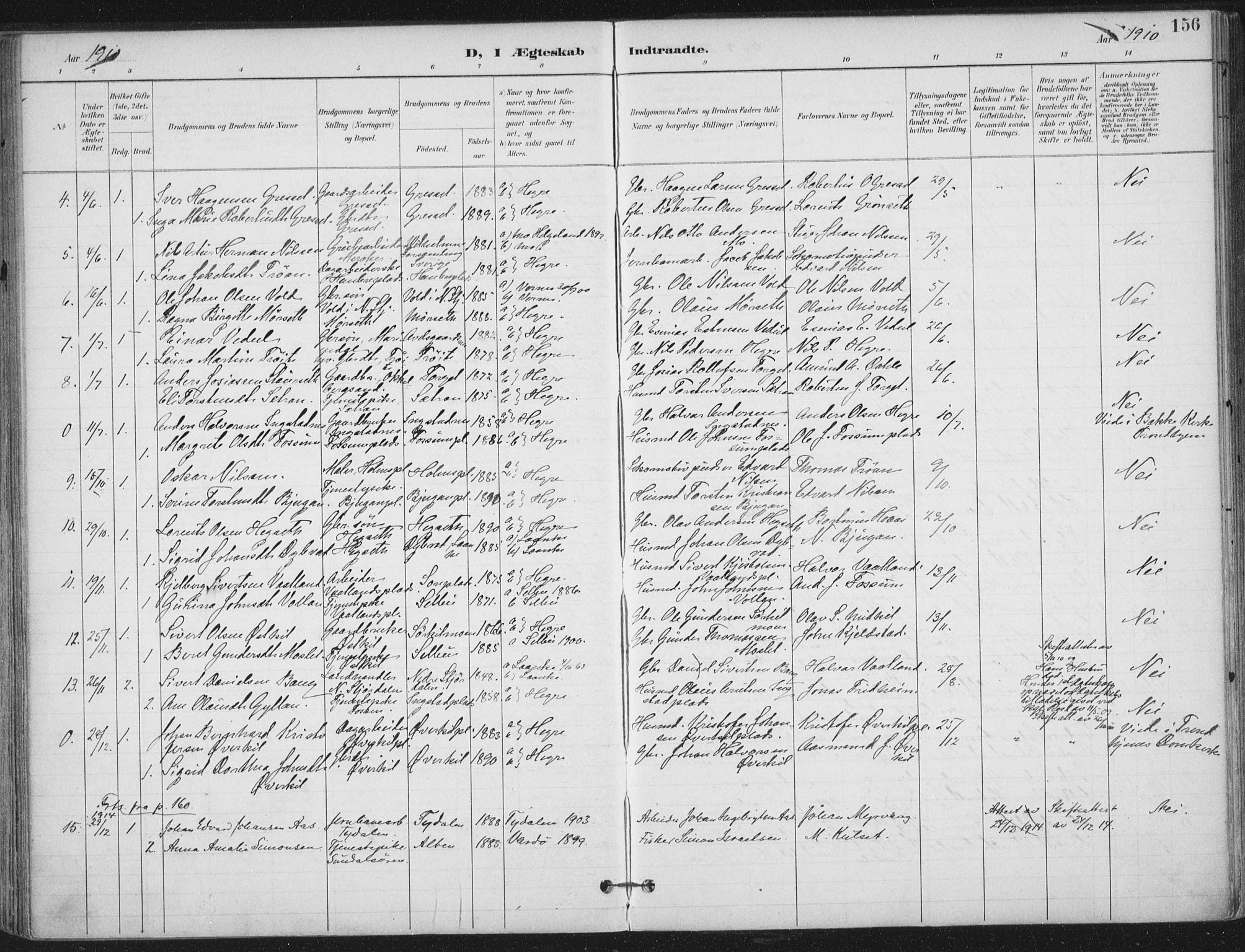 Ministerialprotokoller, klokkerbøker og fødselsregistre - Nord-Trøndelag, SAT/A-1458/703/L0031: Parish register (official) no. 703A04, 1893-1914, p. 156