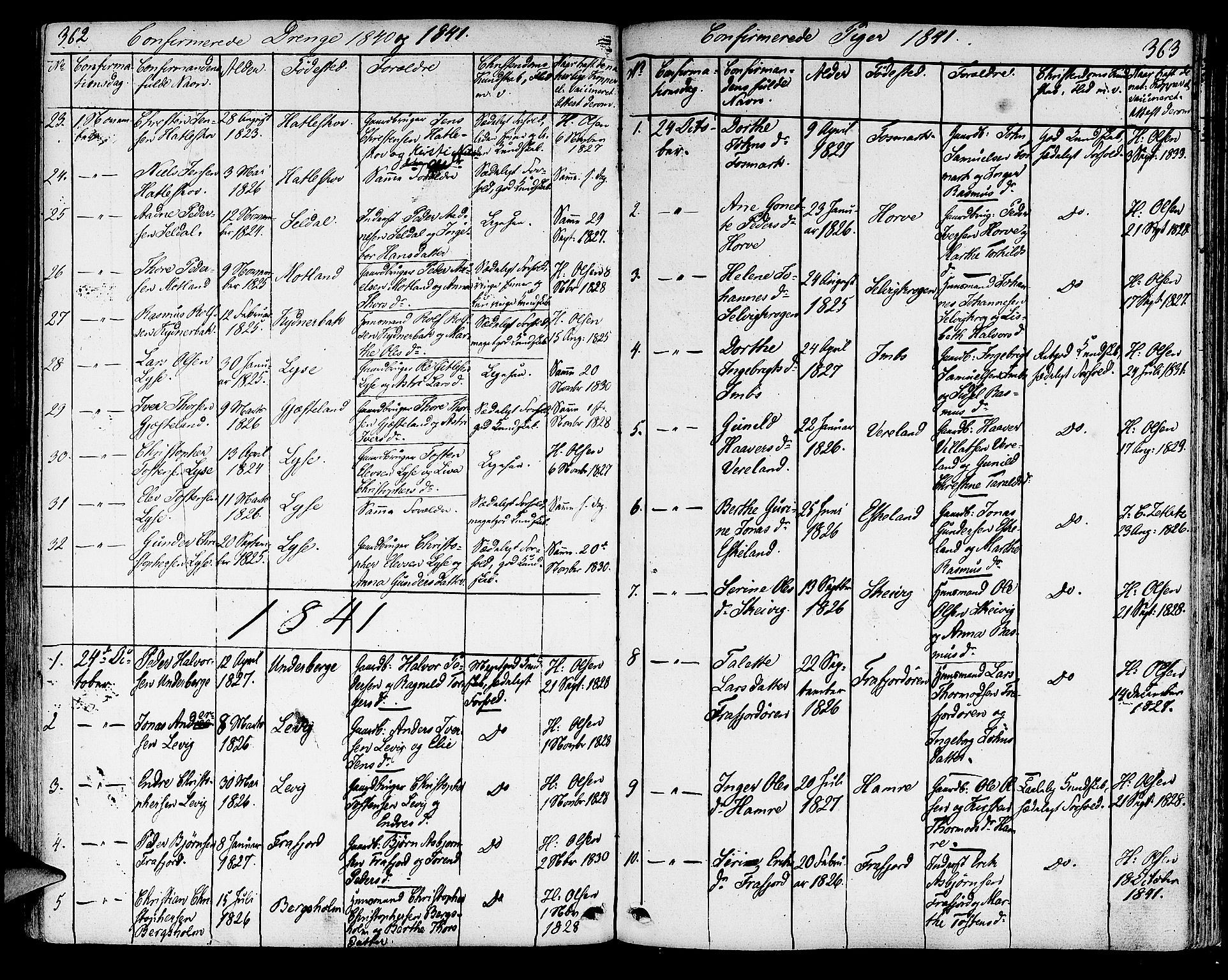 Strand sokneprestkontor, SAST/A-101828/H/Ha/Haa/L0005: Parish register (official) no. A 5, 1833-1854, p. 362-363