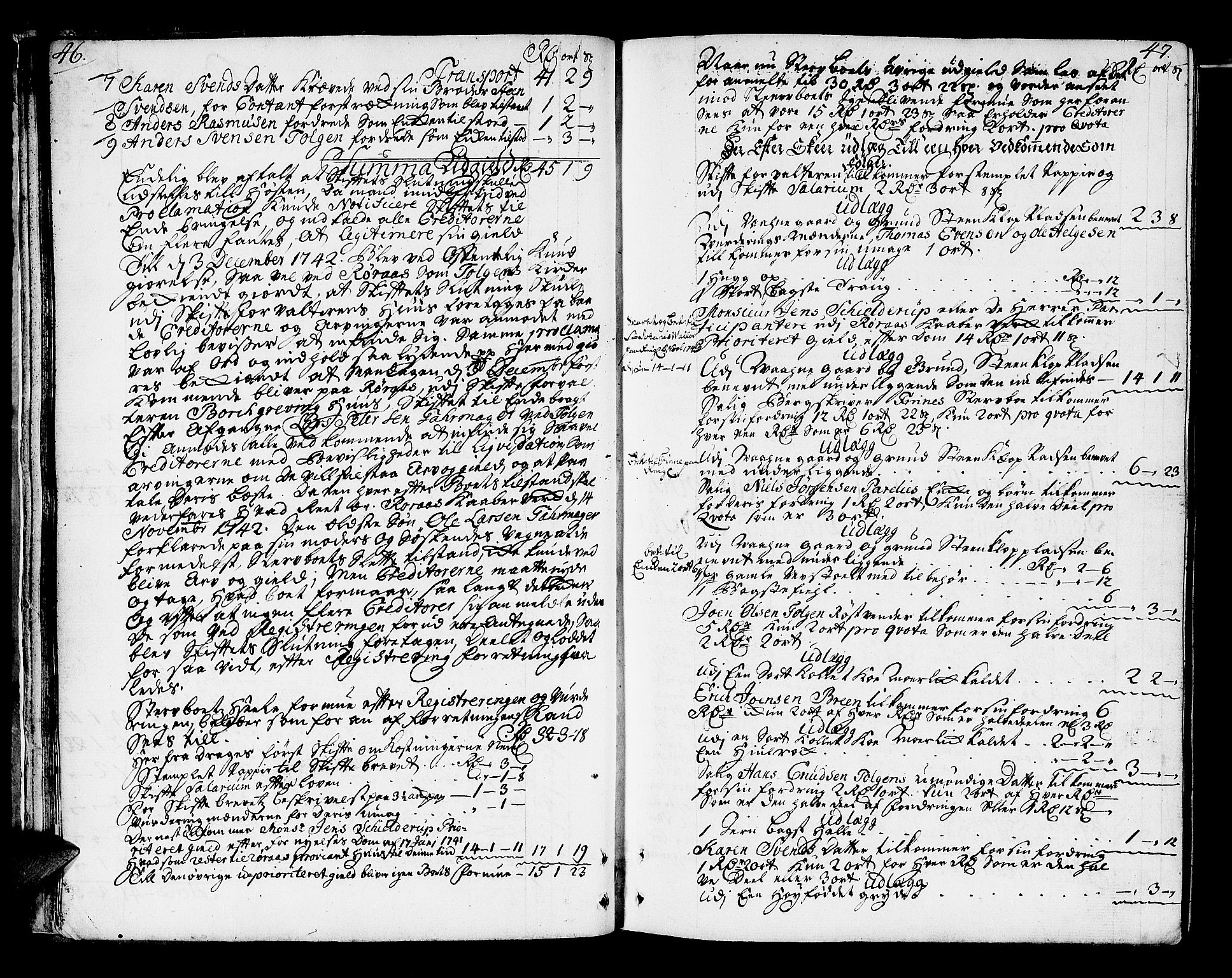 Røros Bergrett, AV/SAT-A-0024/3/3A/L0005: Skifteprotokoll, 1742-1756, p. 46-47