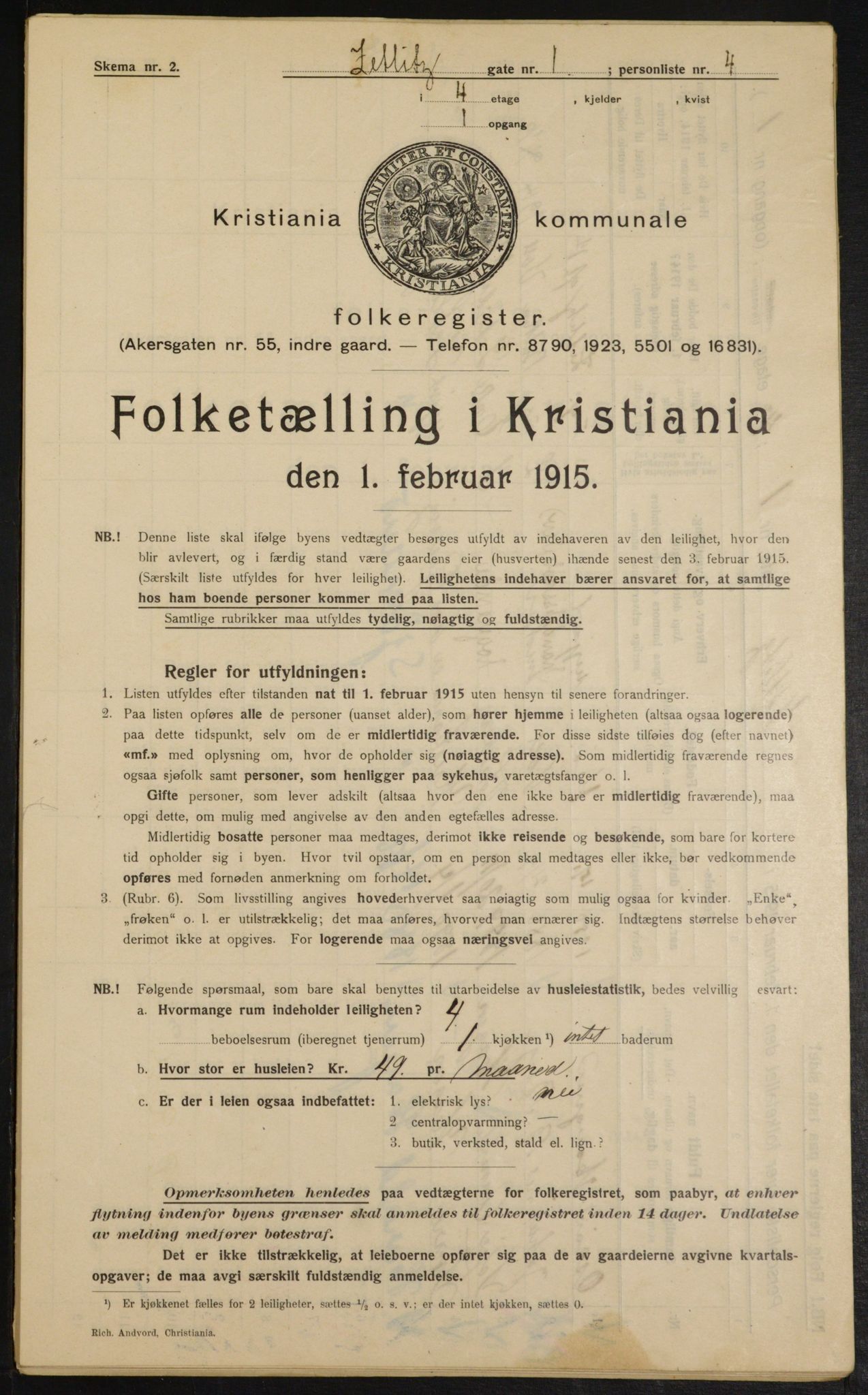 OBA, Municipal Census 1915 for Kristiania, 1915, p. 129180