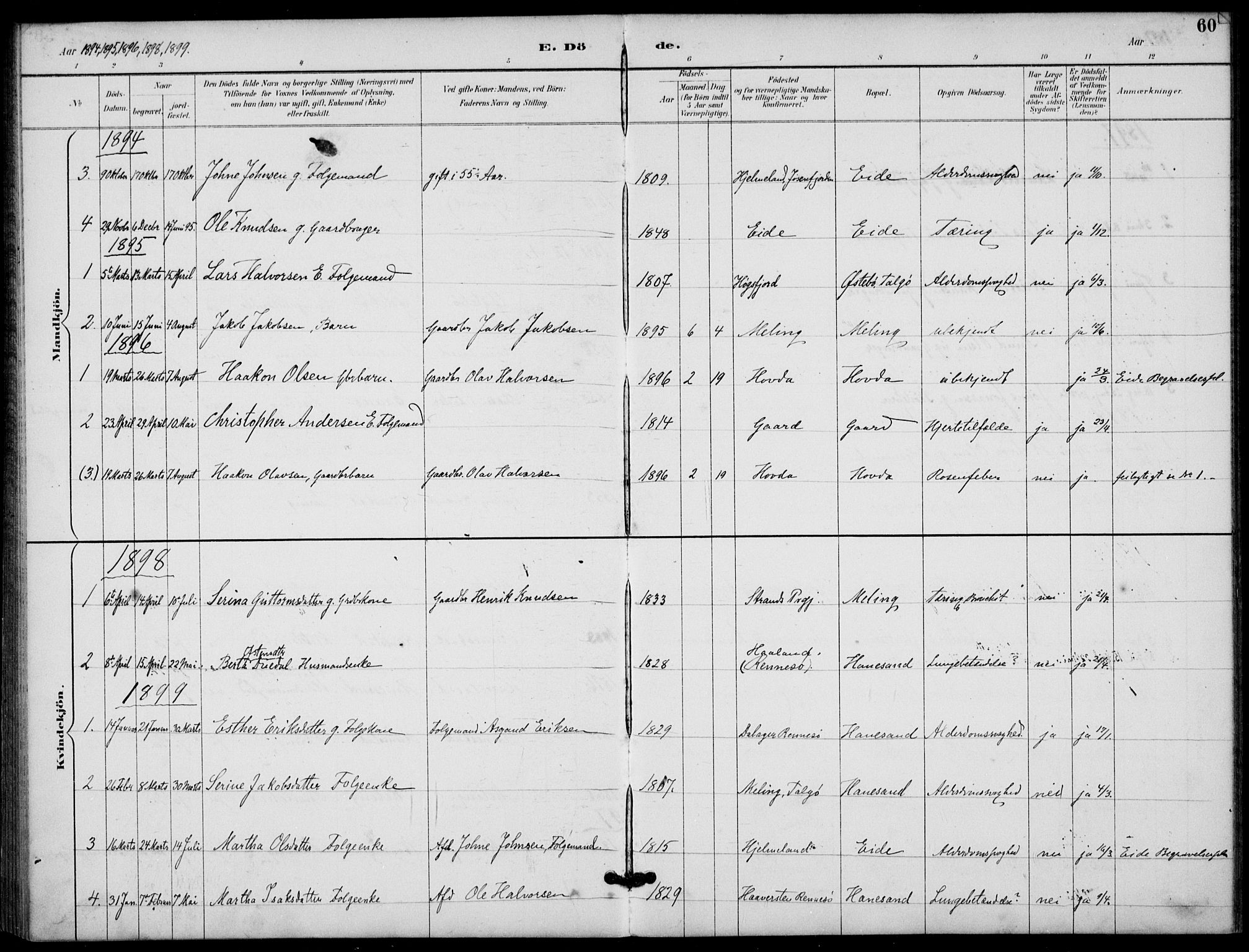 Finnøy sokneprestkontor, SAST/A-101825/H/Ha/Haa/L0012: Parish register (official) no. A 12, 1889-1917, p. 60
