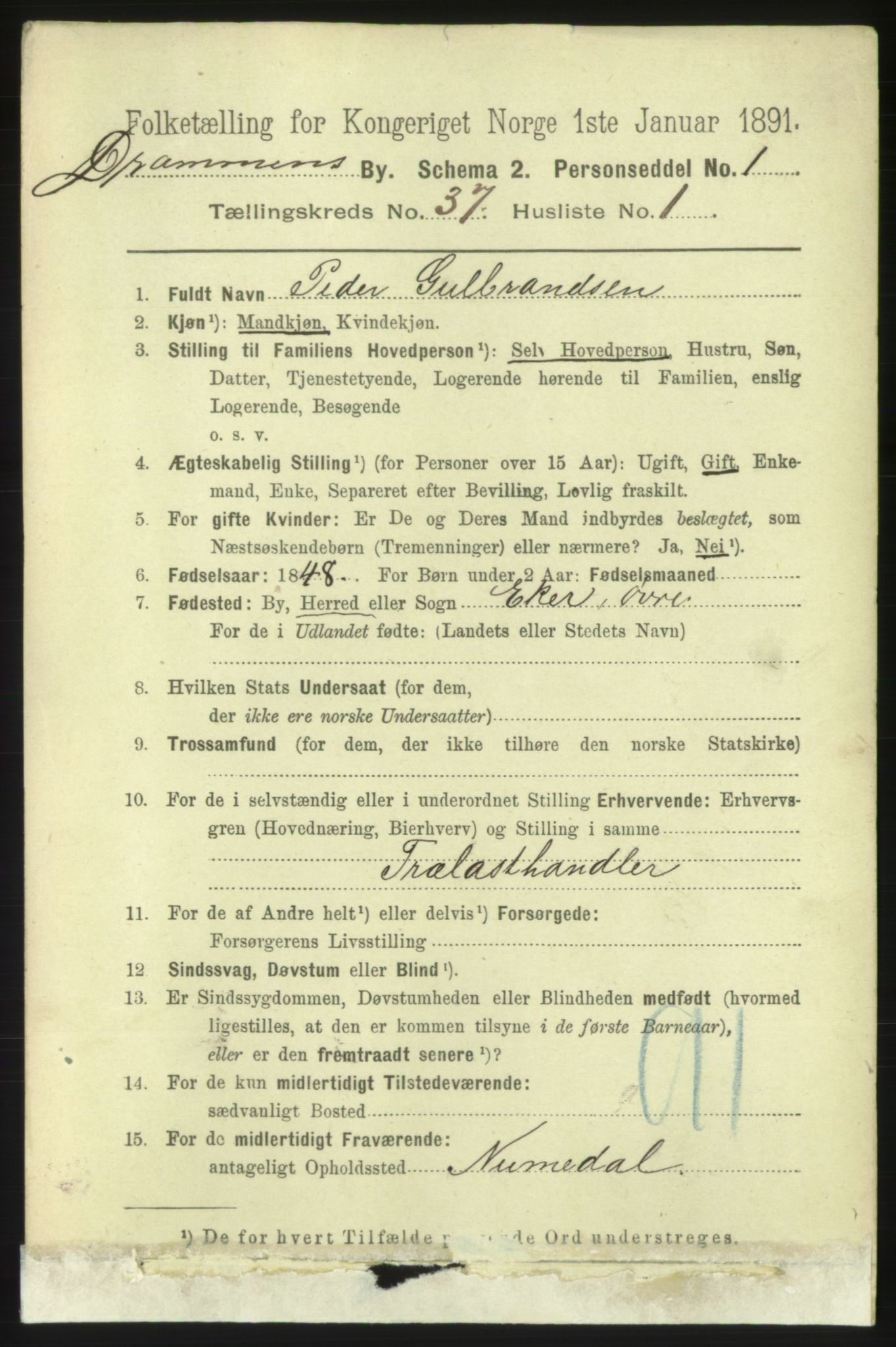 RA, 1891 census for 0602 Drammen, 1891, p. 22800